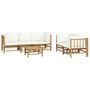Voir la diapositive 3 : VIDAXL Salon de jardin 6 pcs avec coussins blanc creme bambou