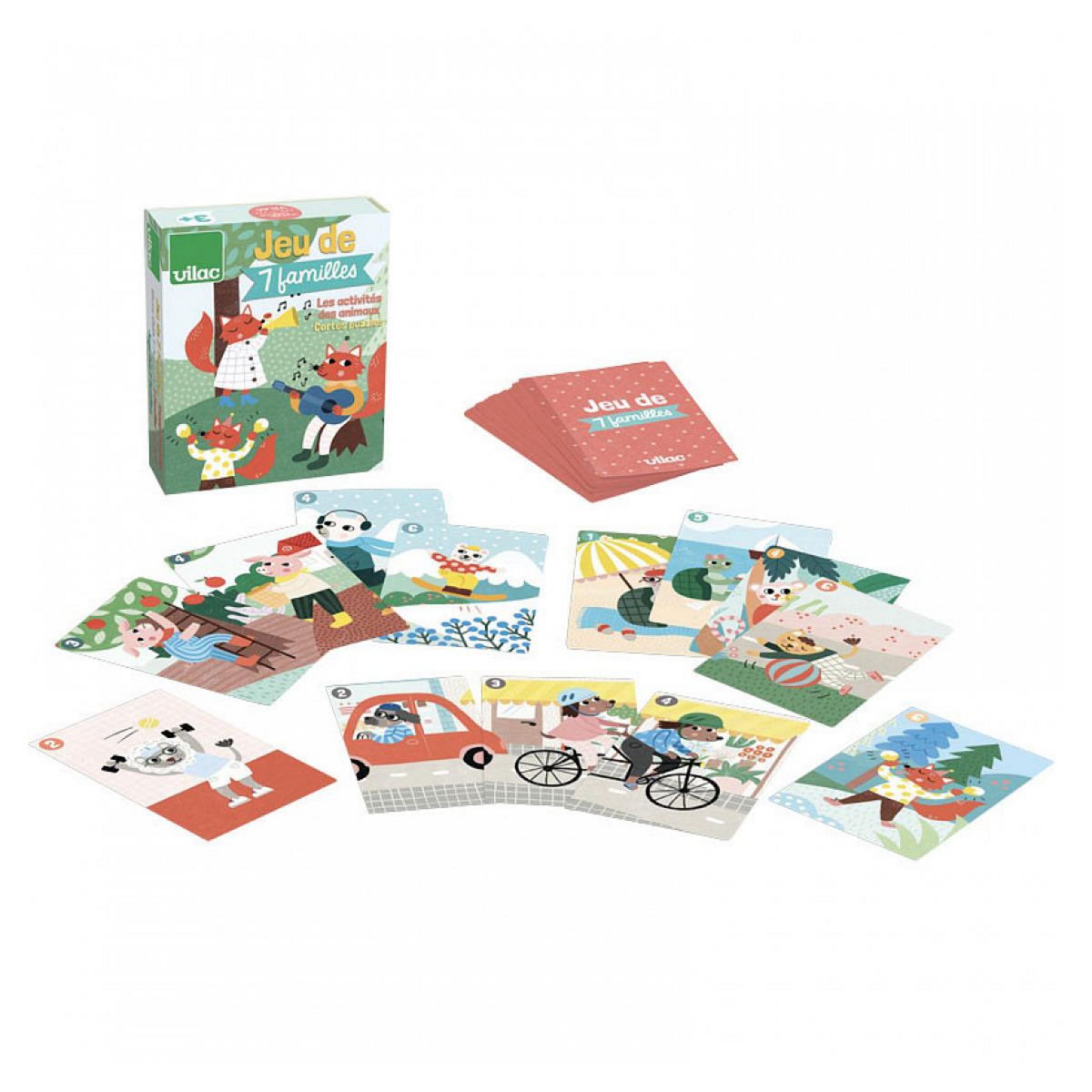 Vilac Jeu de 7 familles - les activites des animaux - michelle carlslund