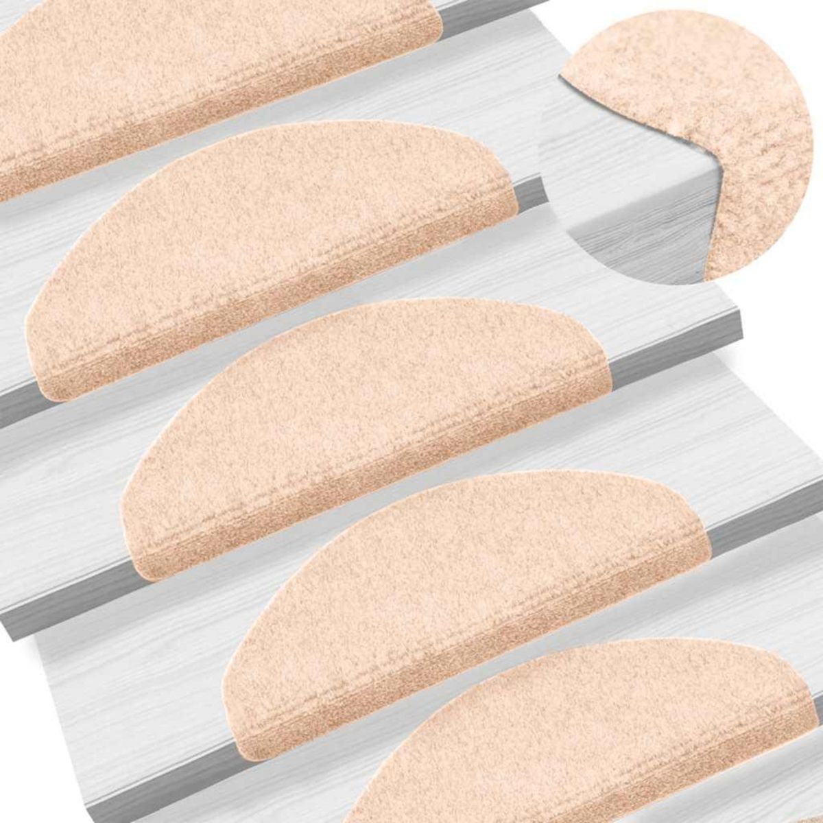 VIDAXL Tapis d'escalier autocollant 30 pcs creme 65x21x4 cm