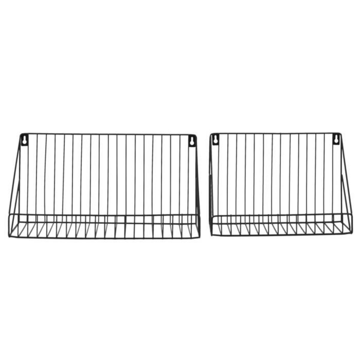 Paris Prix Lot de 2 Étagères Murales  Filaire  40cm Noir