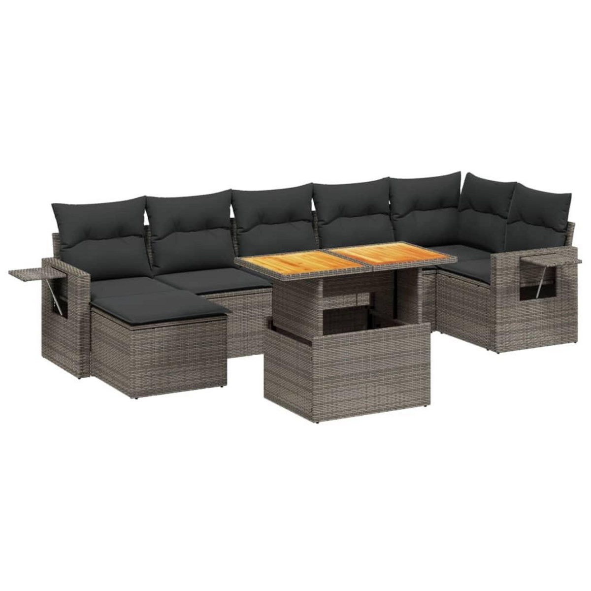 VIDAXL Salon de jardin 8 pcs avec coussins gris resine tressee