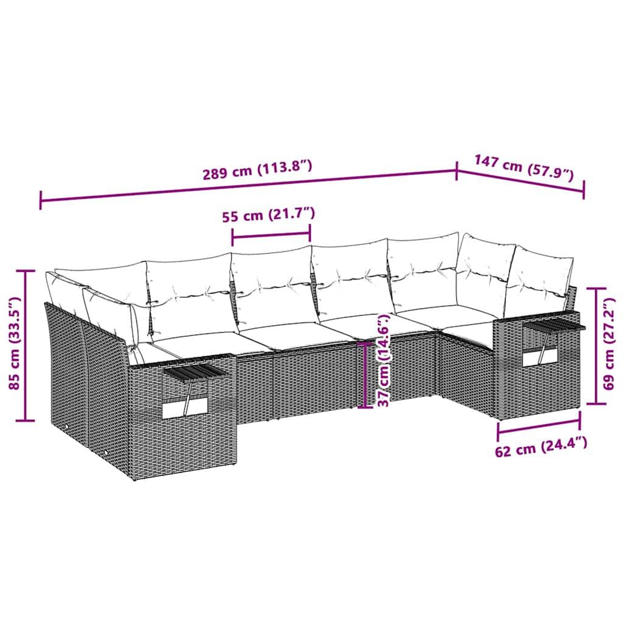 Voir la diapositive 6 : VIDAXL Salon de jardin avec coussins 7 pcs gris clair resine tressee