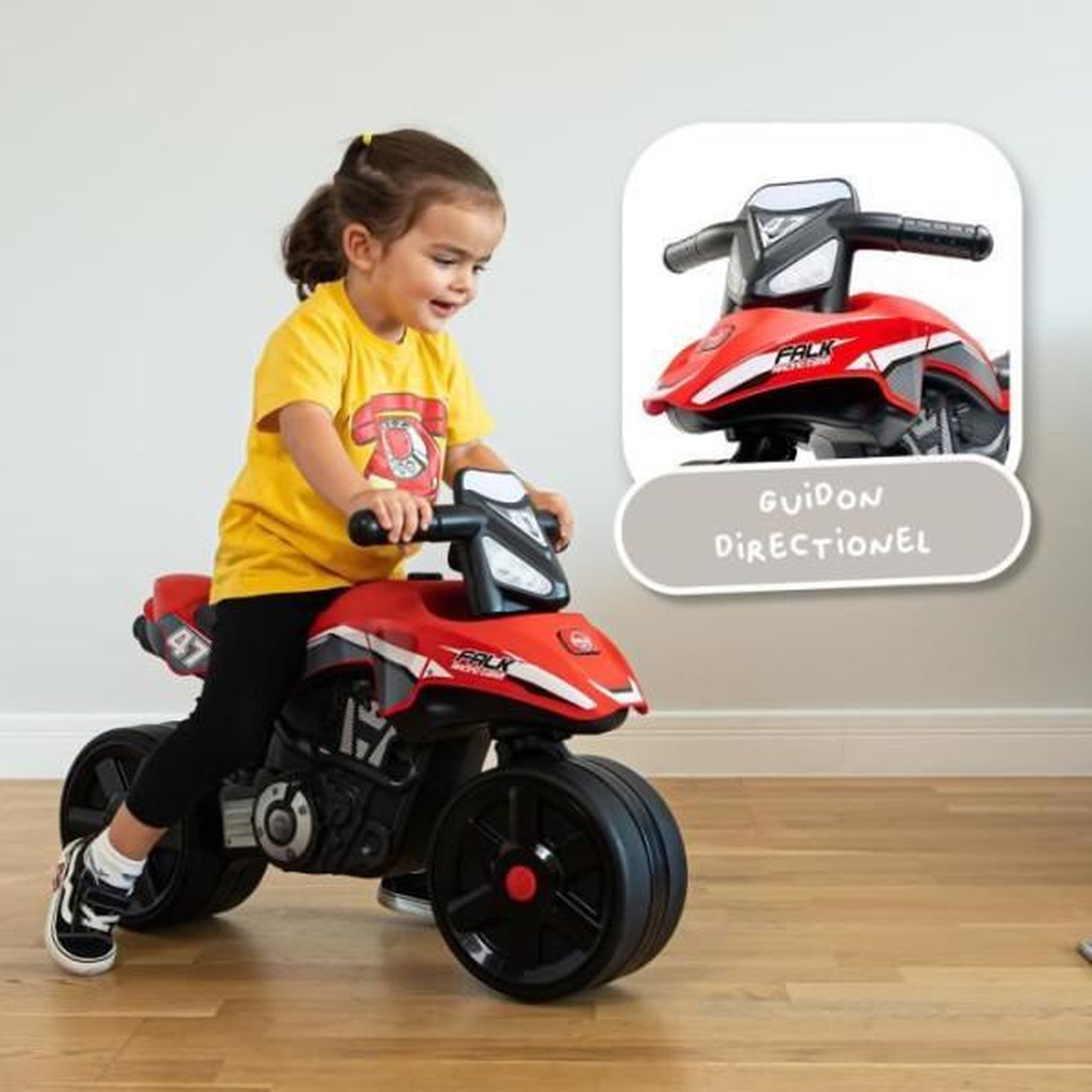 FALK Draisienne Velo  Moto Racing Team - FALK - Larges roues et Guidon directionnel - Fabriqué en France - 40% de plastique recyclé - Des