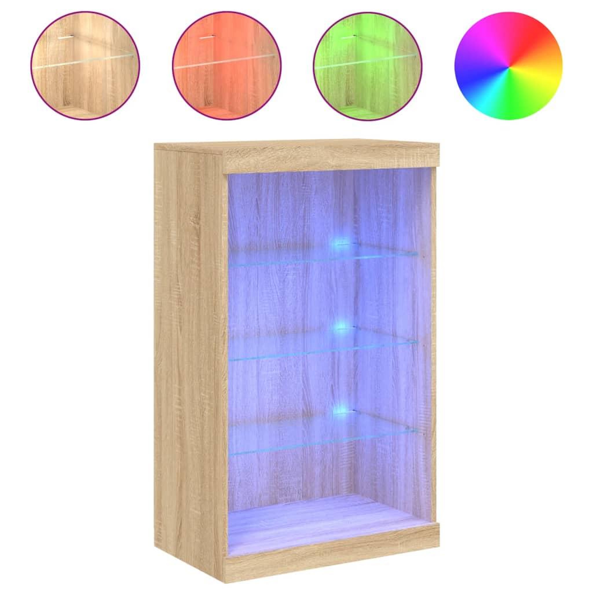 Voir la diapositive 2 : VIDAXL Buffet avec lumieres LED chene sonoma 60,5x37x100 cm