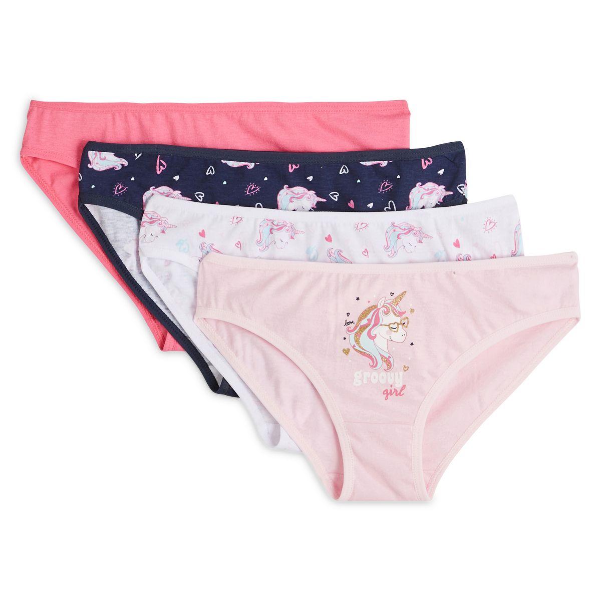 INEXTENSO Lot de 4 culottes licornes fille