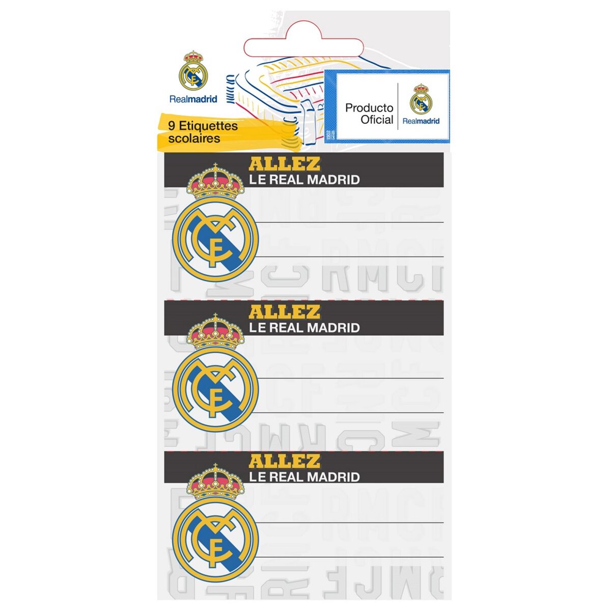 lot de 9 étiquettes 80x40mm - Real Madrid