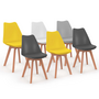 Voir la diapositive 1 : ID MARKET Lot de 6 chaises scandinaves SARA mix color gris clair, blanc, gris foncé x2, jaune x2