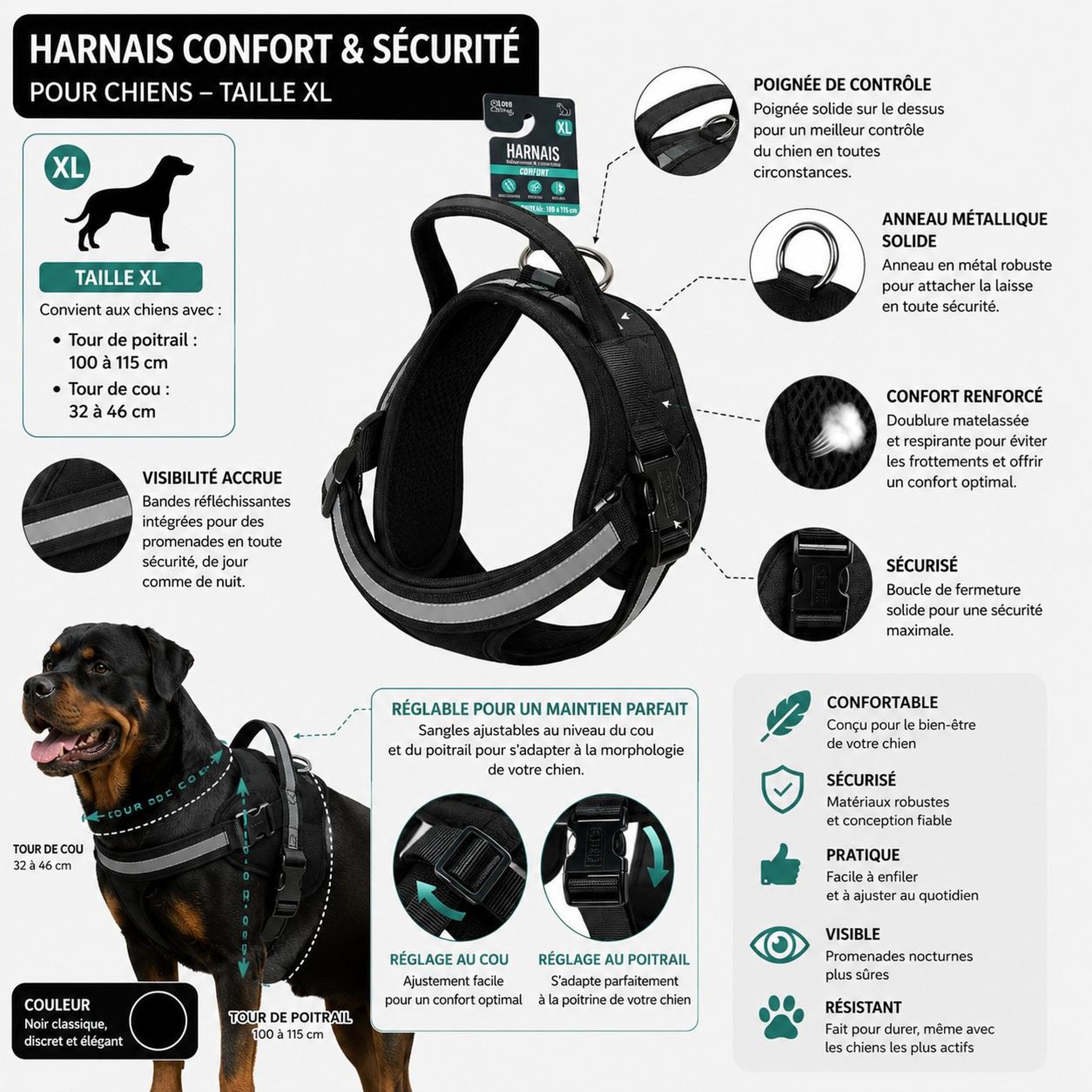 Voir la diapositive 6 : Eden Harnais pour chien design et moderne