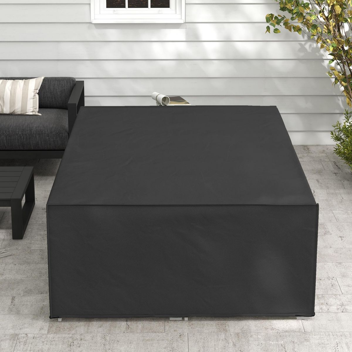 OUTSUNNY Housse de protection salon de jardin bâche etanche tissu oxford rectangulaire 222L x 155l x 67H cm noir