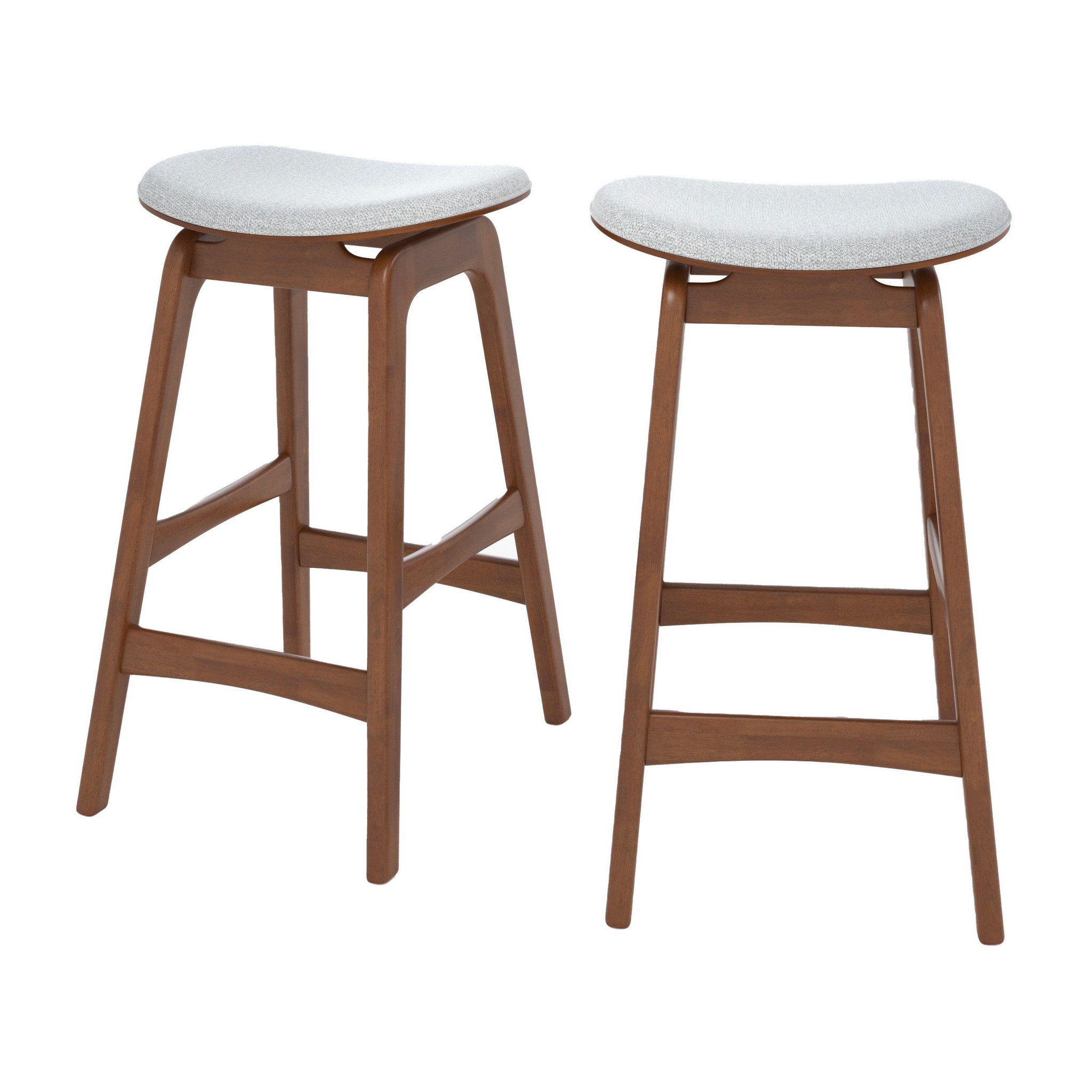 MAISON PAVANE Lot de 2 tabourets pour îlot central 65,5 cm en bois et tissu gris-Jude