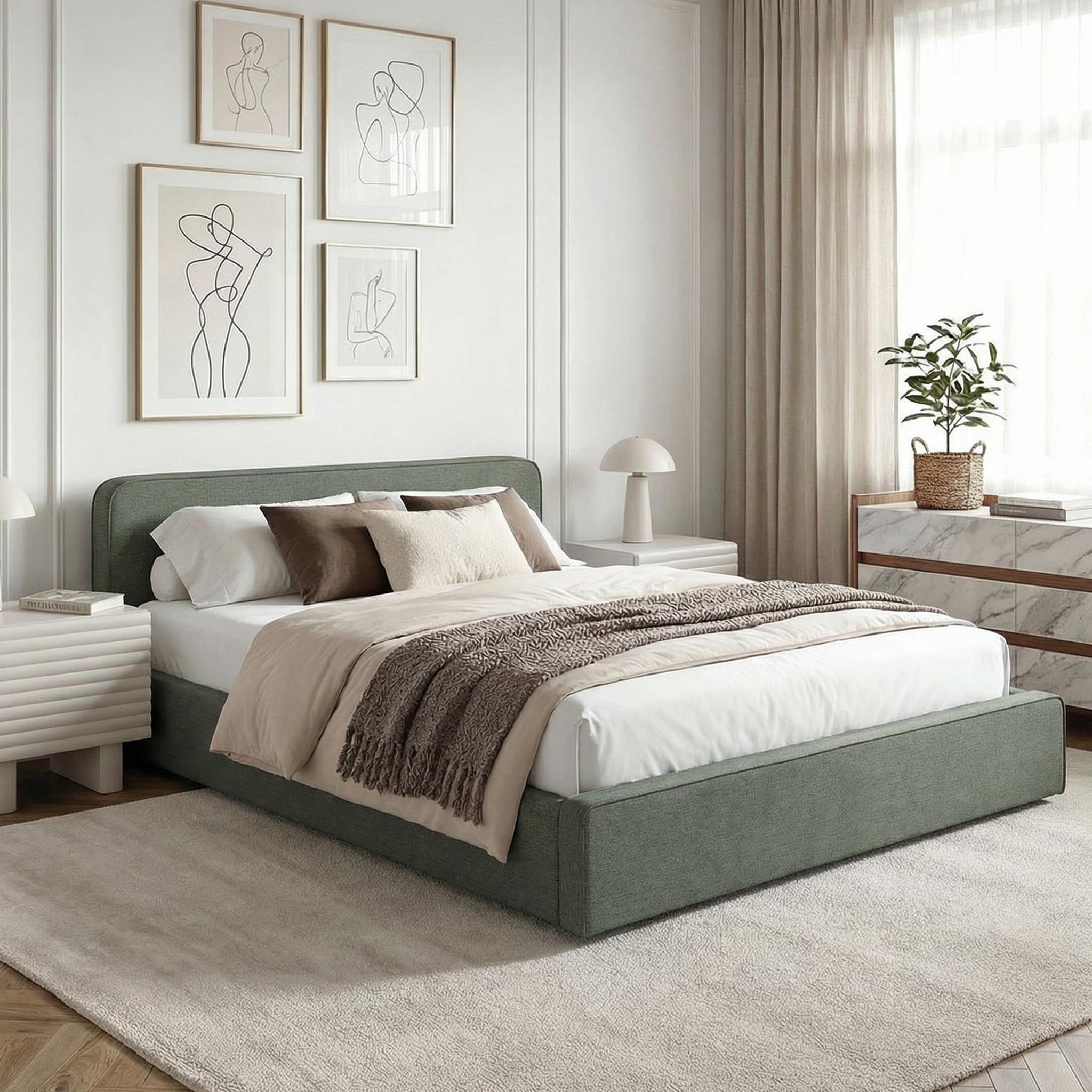 Voir la diapositive 2 : IDIMEX Lit double BELARTI 140 x 190 cm, revêtement en tissu