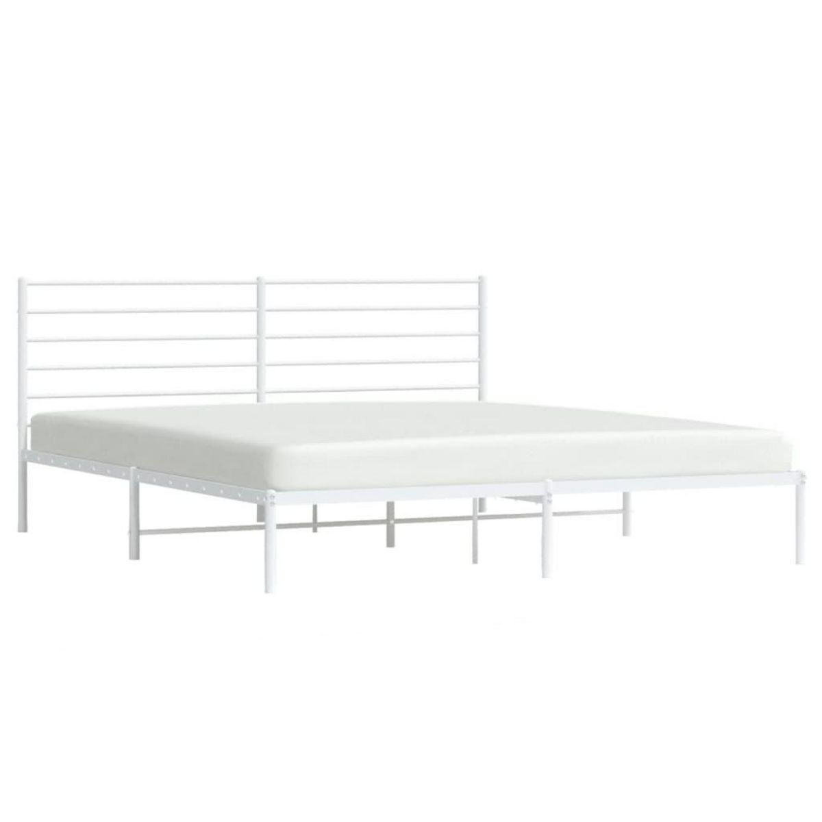 VIDAXL Cadre de lit metal sans matelas et tete de lit blanc 180x200 cm