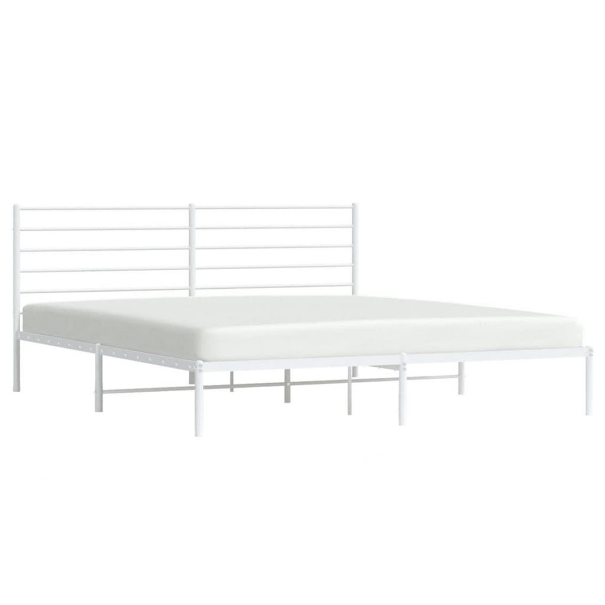 VIDAXL Cadre de lit metal sans matelas et tete de lit blanc 180x200 cm