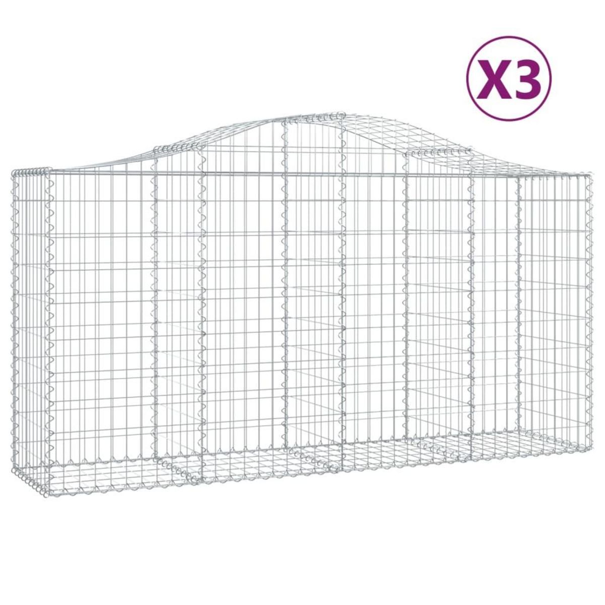 VIDAXL Paniers a gabions arques 3 pcs 200x50x100/120 cm fer galvanise