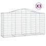 Voir la diapositive 2 : VIDAXL Paniers a gabions arques 3 pcs 200x50x100/120 cm fer galvanise