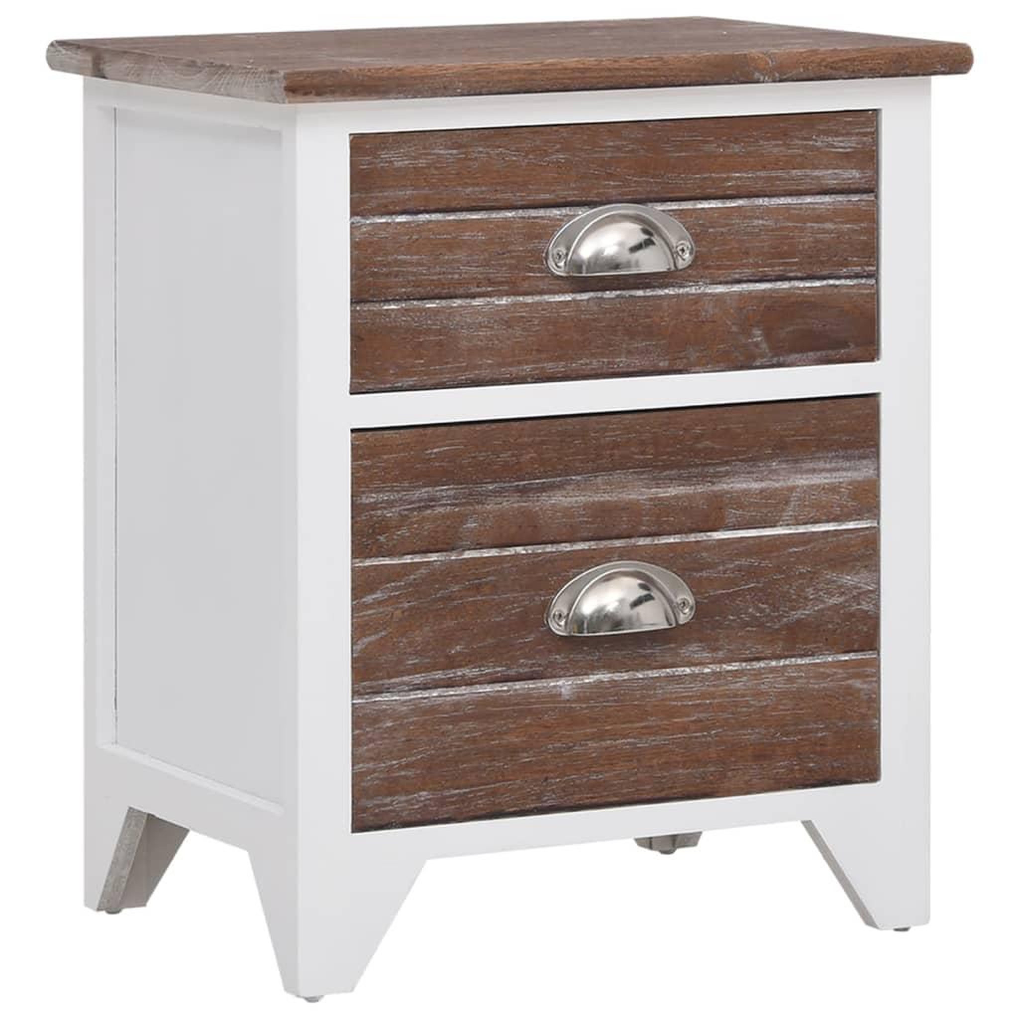 Voir la diapositive 3 : VIDAXL Table de chevet 2 pcs avec 2 tiroirs Marron et blanc