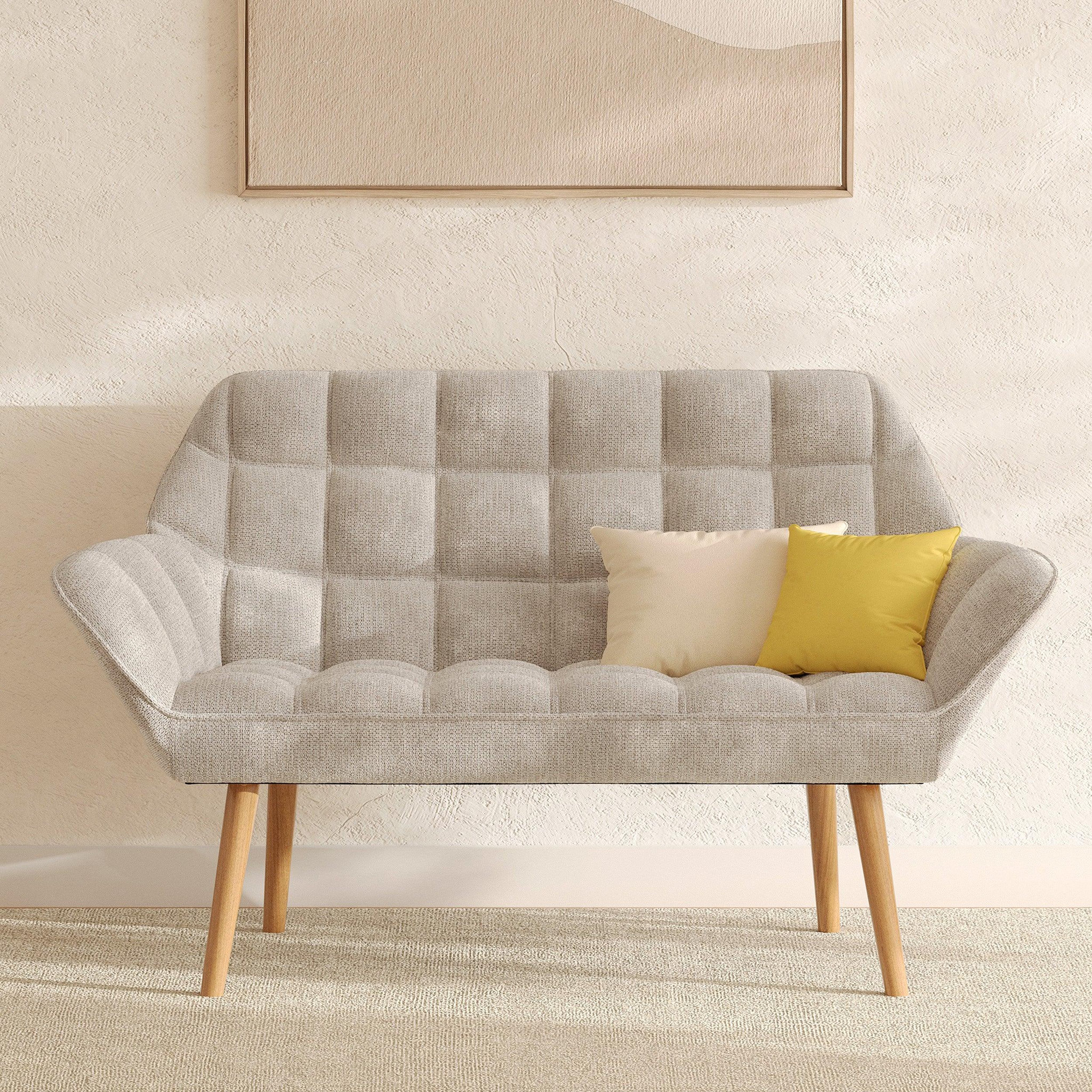 Voir la diapositive 2 : MAISON PAVANE Canapé 2 places en tissu gris clair-simba