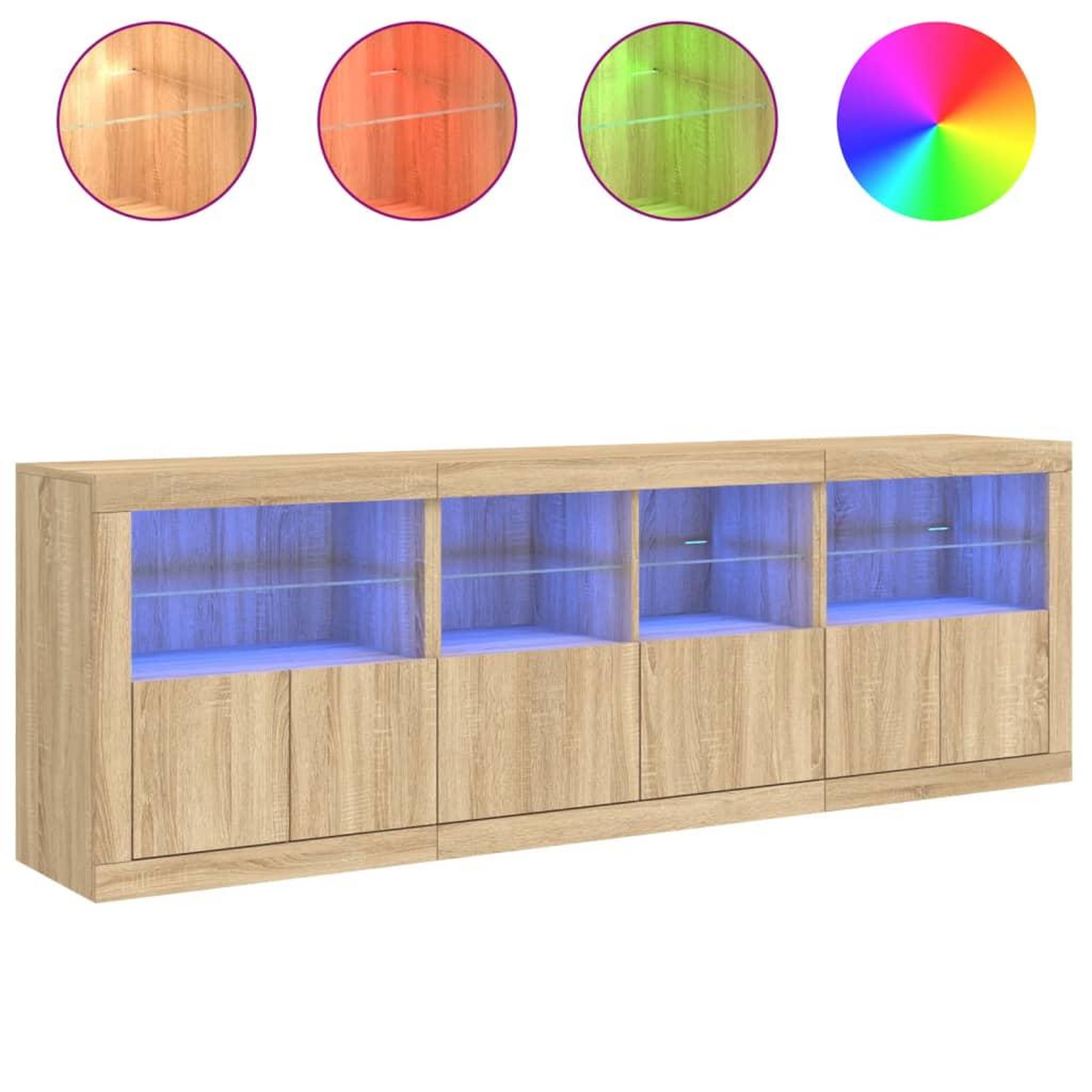 Voir la diapositive 5 : VIDAXL Buffet avec lumieres LED chene sonoma 202x37x67 cm