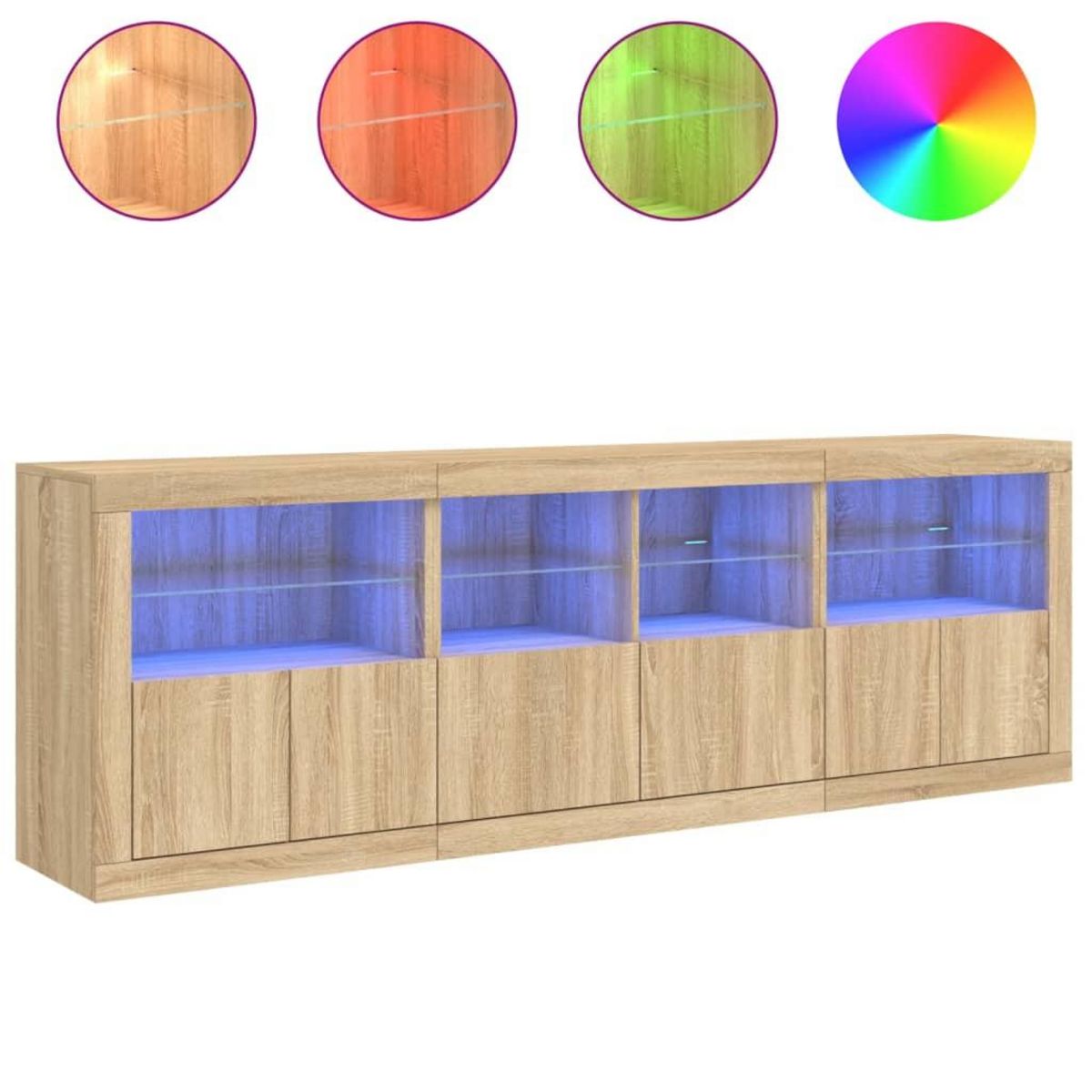 VIDAXL Buffet avec lumieres LED chene sonoma 202x37x67 cm