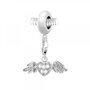 SC CRYSTAL Charm perle SC Crystal en acier avec pendentif coeur ailé orné de Cristaux scintillants