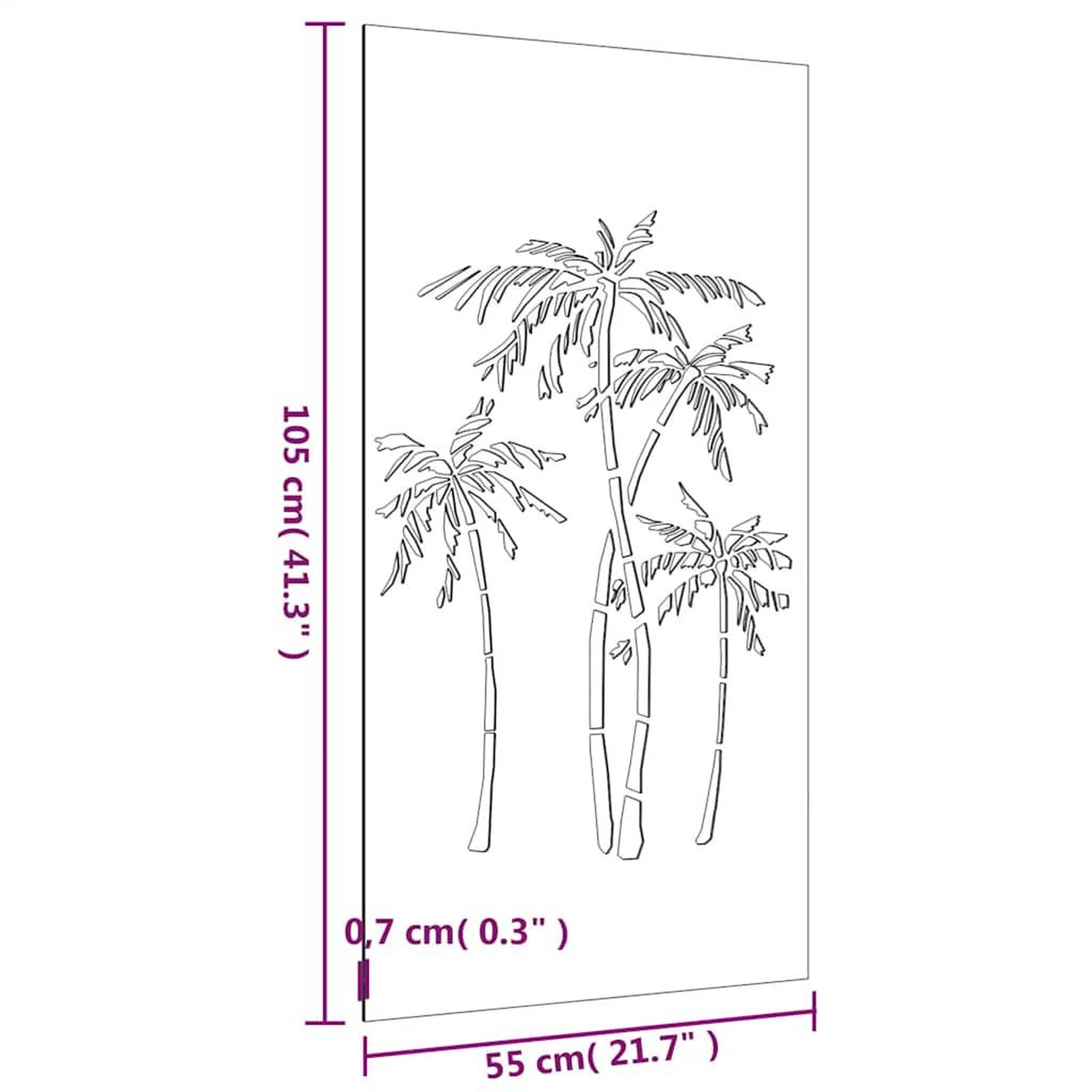 Voir la diapositive 6 : VIDAXL Decoration murale jardin 105x55 cm acier corten design palmier