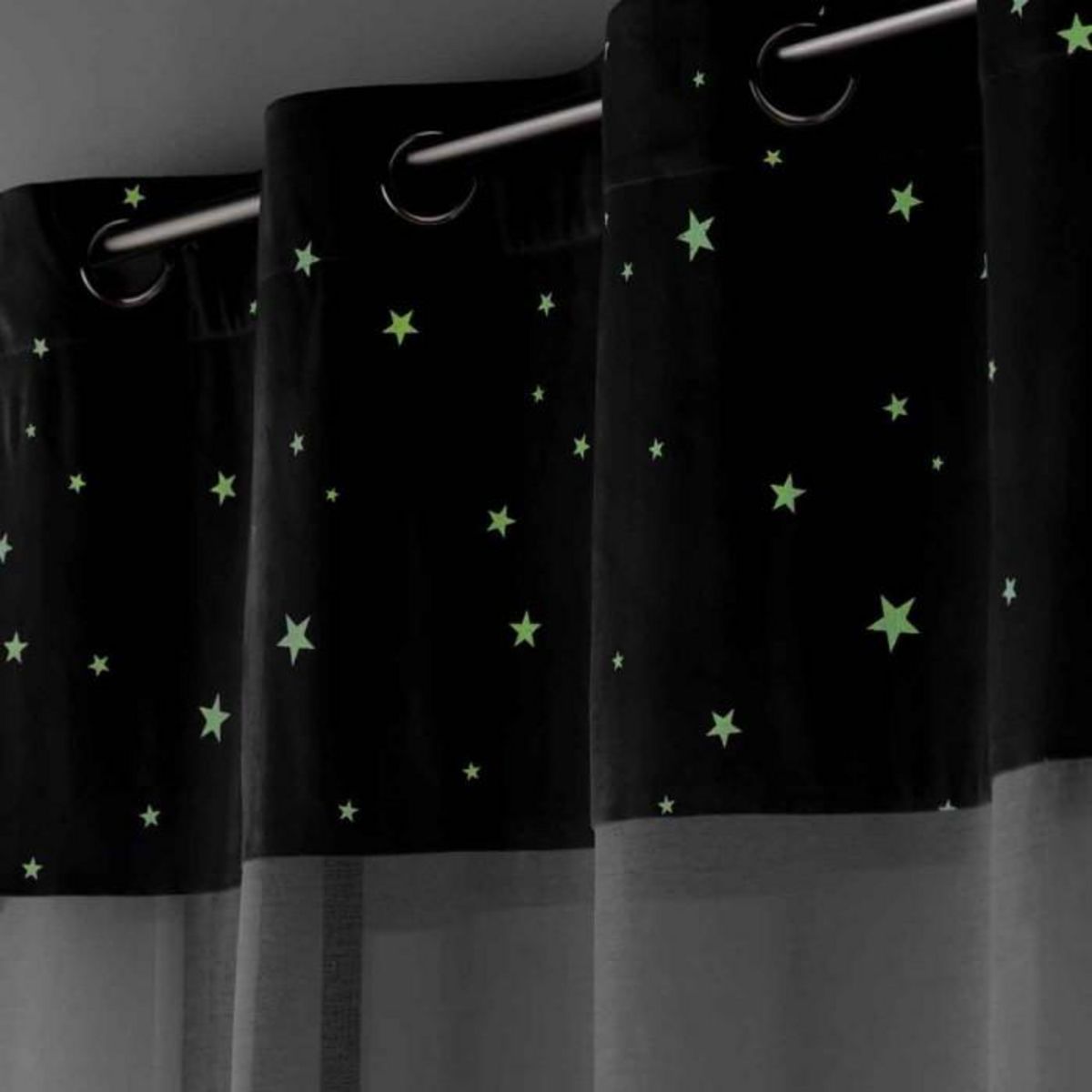 Paris Prix Rideau Voilage Phosphorescent  Moonlight  140x240cm Gris