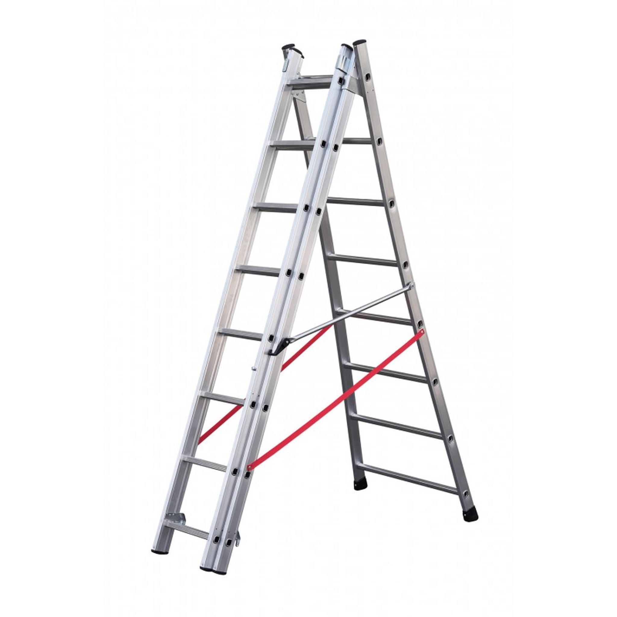 Voir la diapositive 2 : HAILO Echelle 3 plans 5m70 en aluminium base évasée - PREMIUM