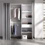 Voir la diapositive 2 : MARKET24 Dressing extensible avec rideau + 1 tiroir - Décor Blanc - L 160-113 x P 50 x H 205 cm - SUIT