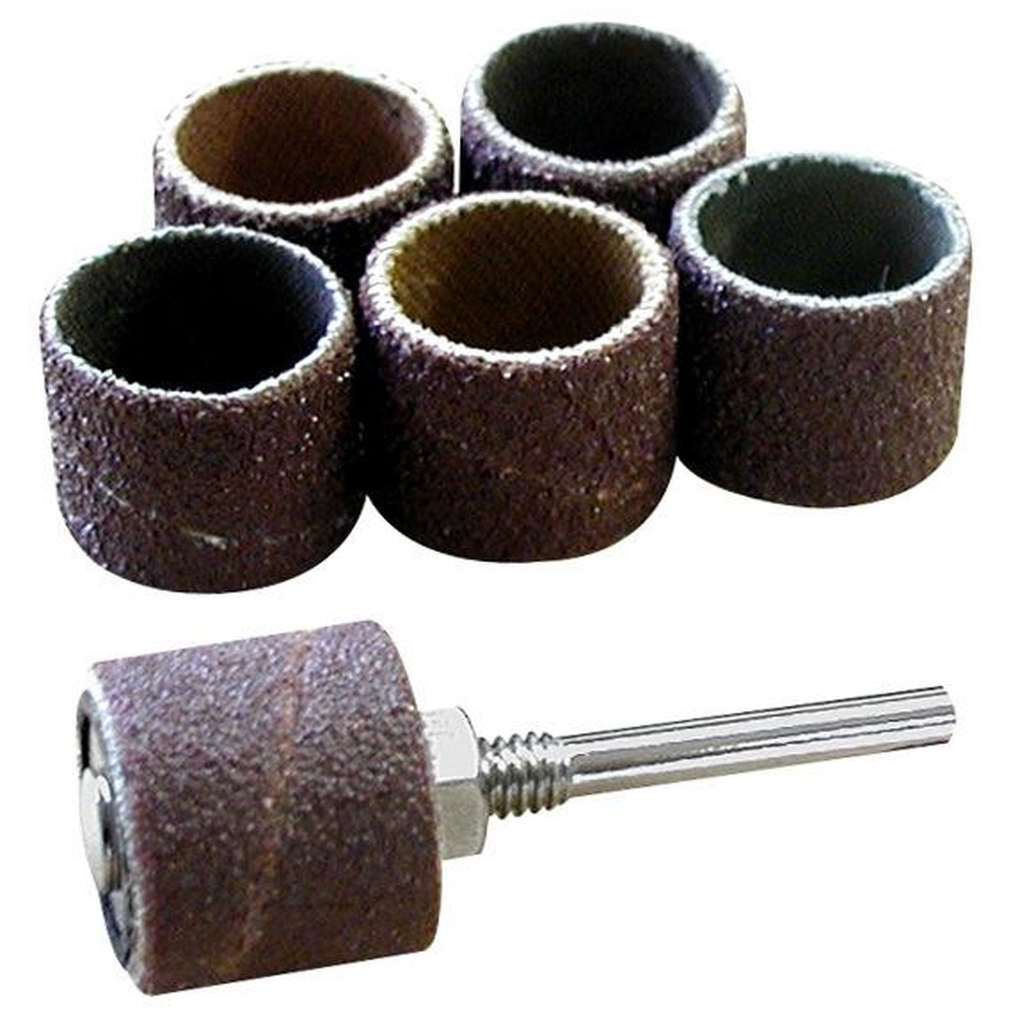 MAXICRAFT 6 tambours abrasifs haute qualité Ø 15 mm + support