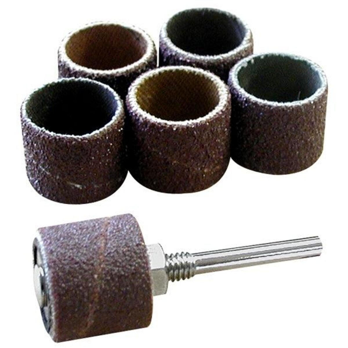 MAXICRAFT 6 tambours abrasifs haute qualité Ø 15 mm + support