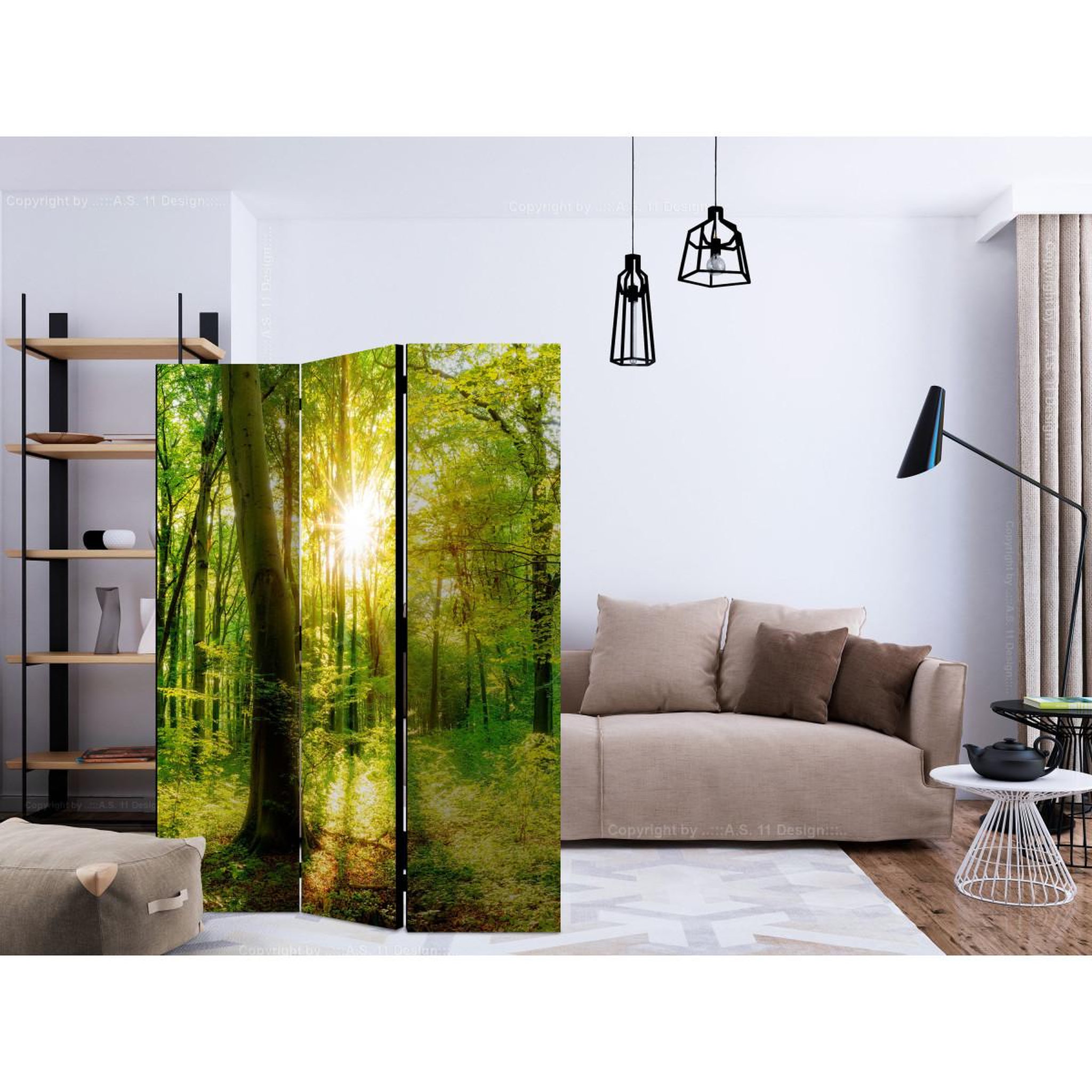 Voir la diapositive 2 : Paris Prix Paravent 3 volets  forest rays  135x172cm