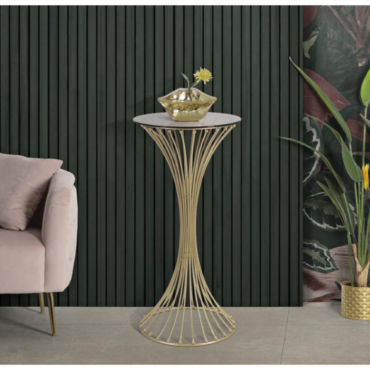 Paris Prix Table d'Appoint Design en Métal  Century  103cm Or