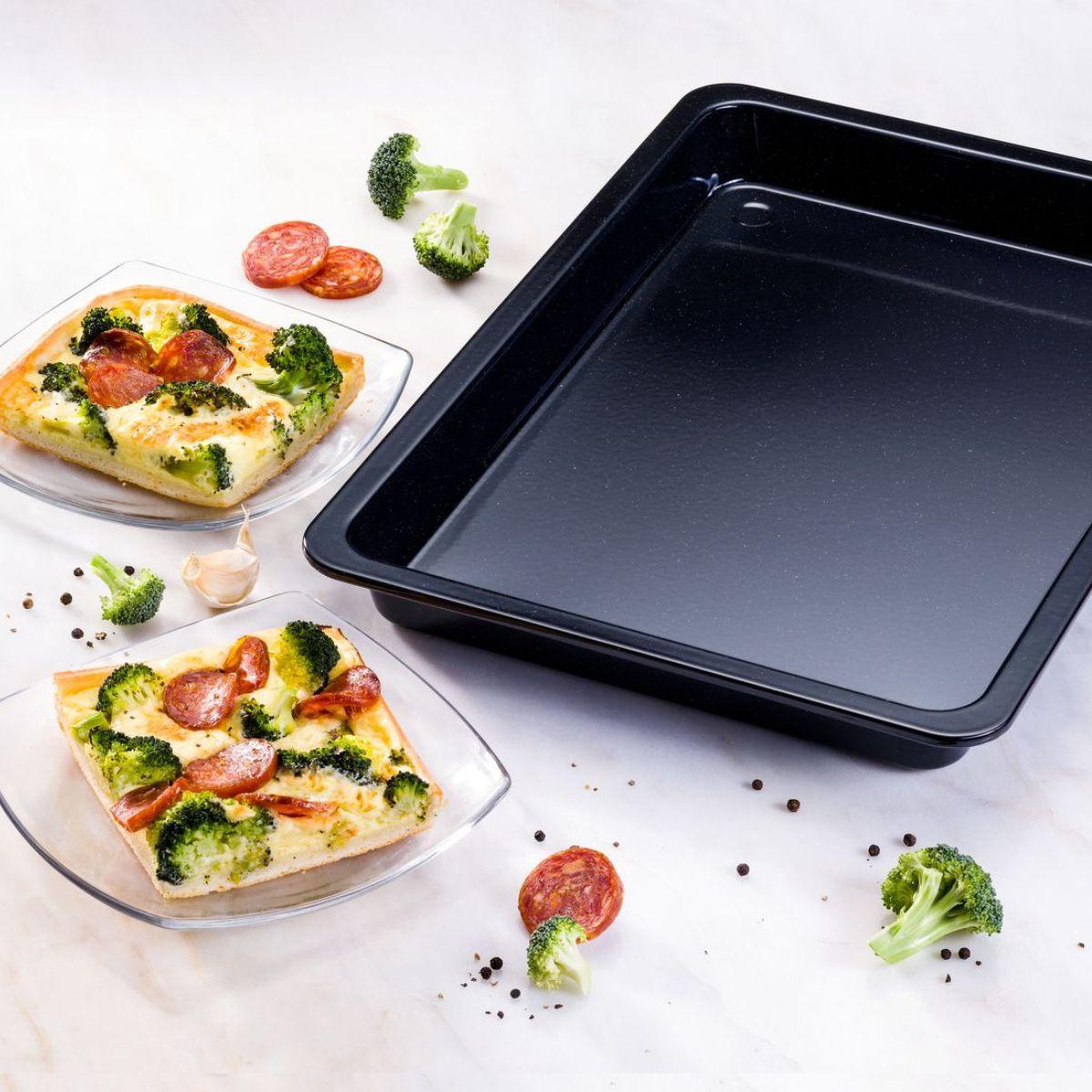 Voir la diapositive 2 : DR.OETKER Lot de 2 plats de cuisson pizza au four 42 x 29 cm dr. Oetker back-idee kreativ