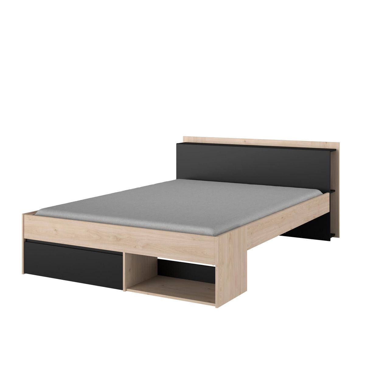Lit double adulte 140x190 / 140x200 cm avec rangements BOOST