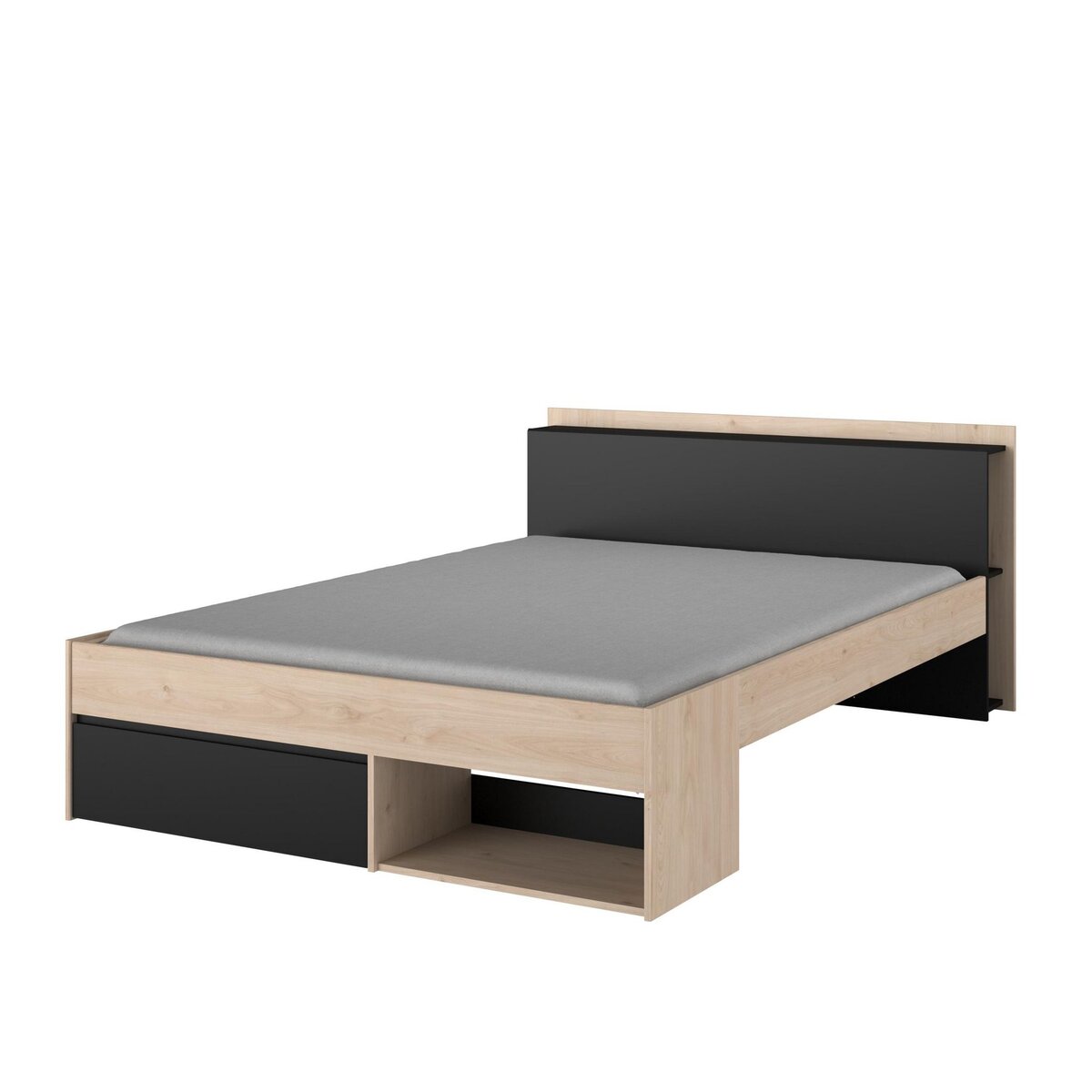 Lit double adulte 140x190 / 140x200 cm avec rangements BOOST