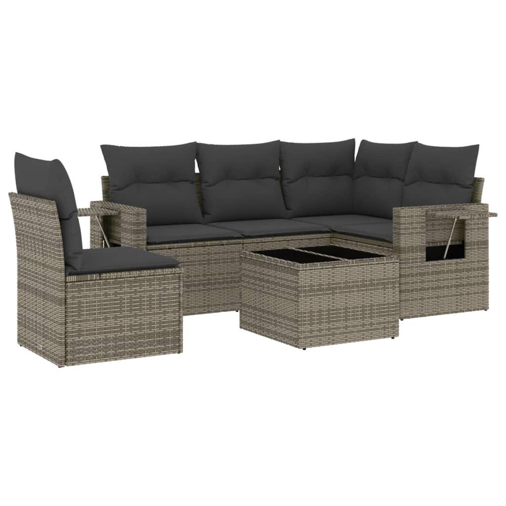 Voir la diapositive 2 : VIDAXL Salon de jardin 6 pcs avec coussins gris resine tressee