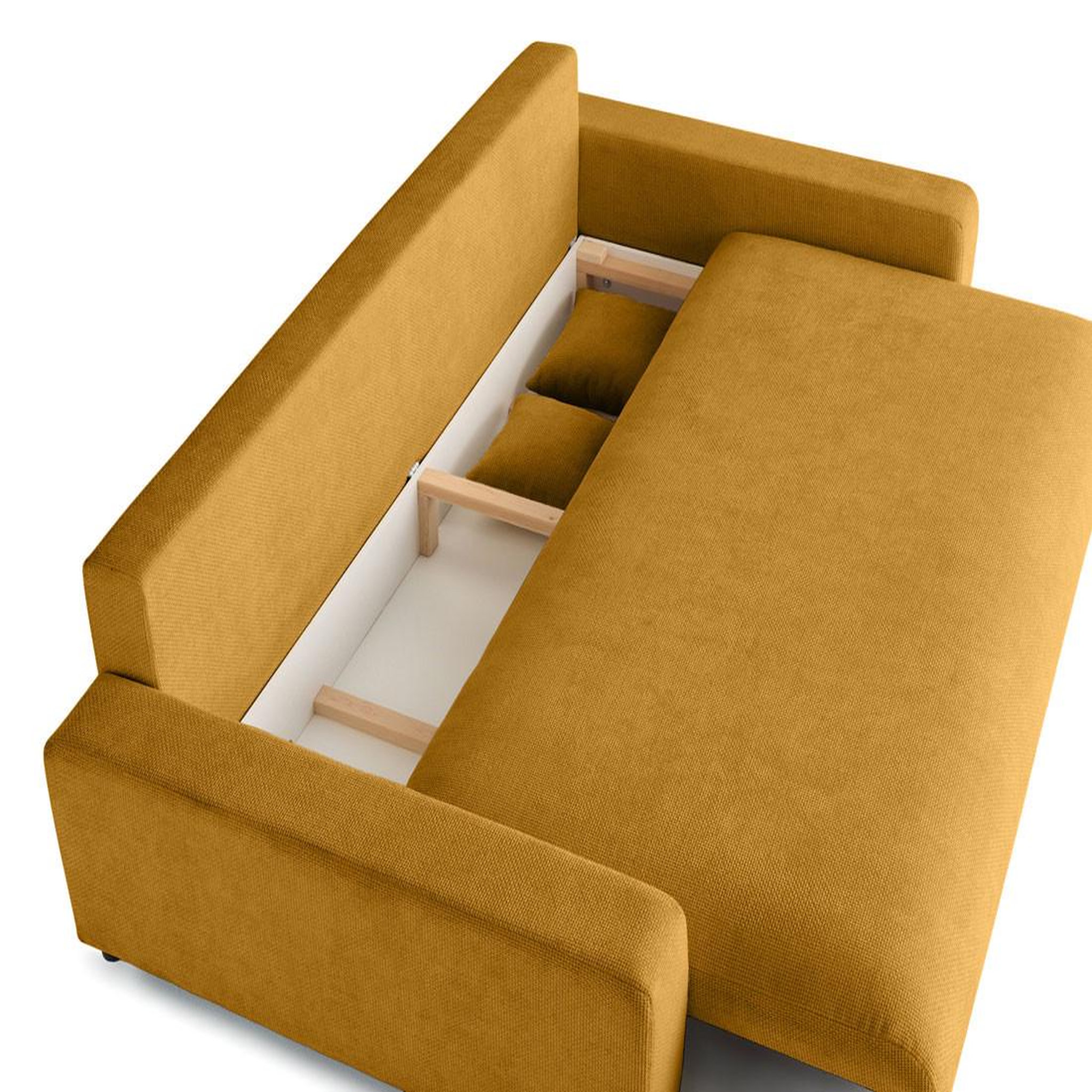 Voir la diapositive 3 : BEST MOBILIER Pivoine - canapé droit 3 places - convertible avec coffre - en velours texturé