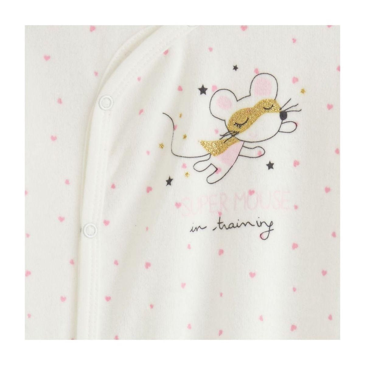 IN EXTENSO Dors bien velours de naissance super mouse bébé fille