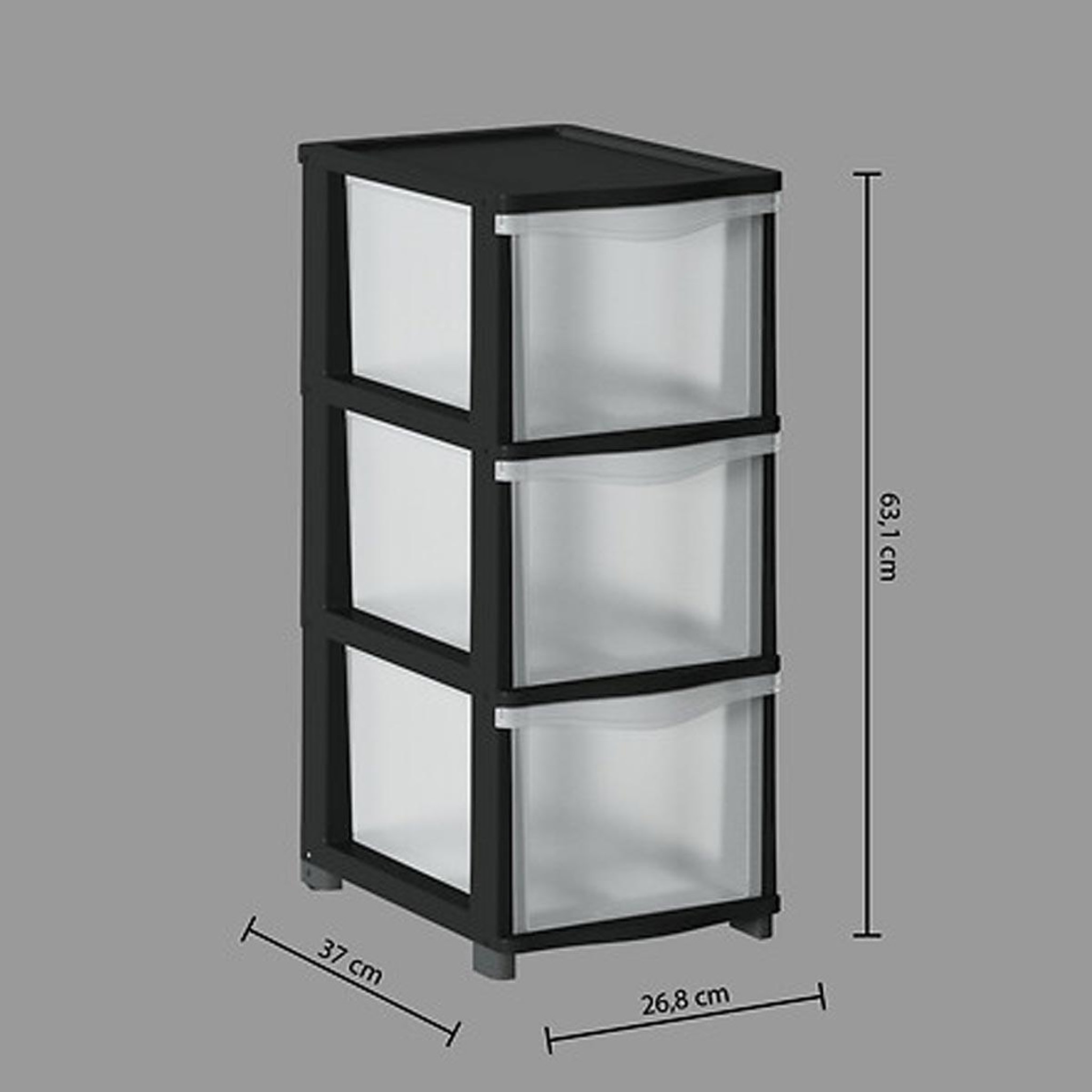 Voir la diapositive 5 : FIVE Tour de rangement 3 tiroirs  tom  63cm noir