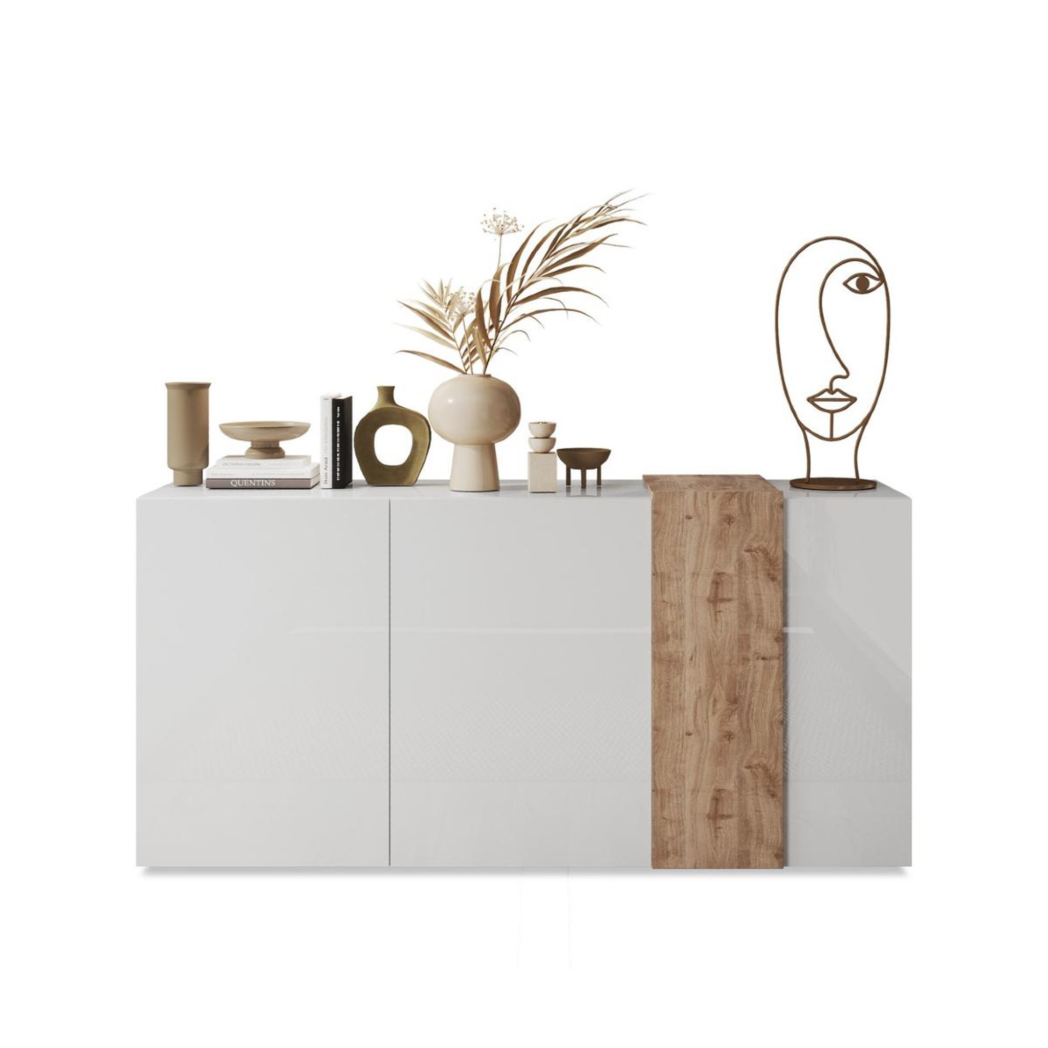JLC KREATION Buffet bas moderne blanc et bois 3 portes SIA