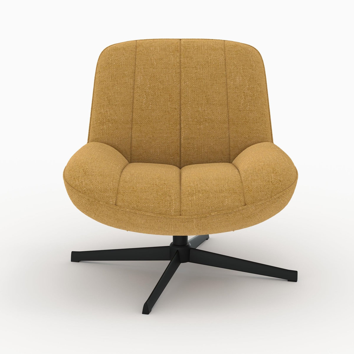 Rendez vous déco Fauteuil pivotant en tissu effet velours jaune moutarde-Elvis