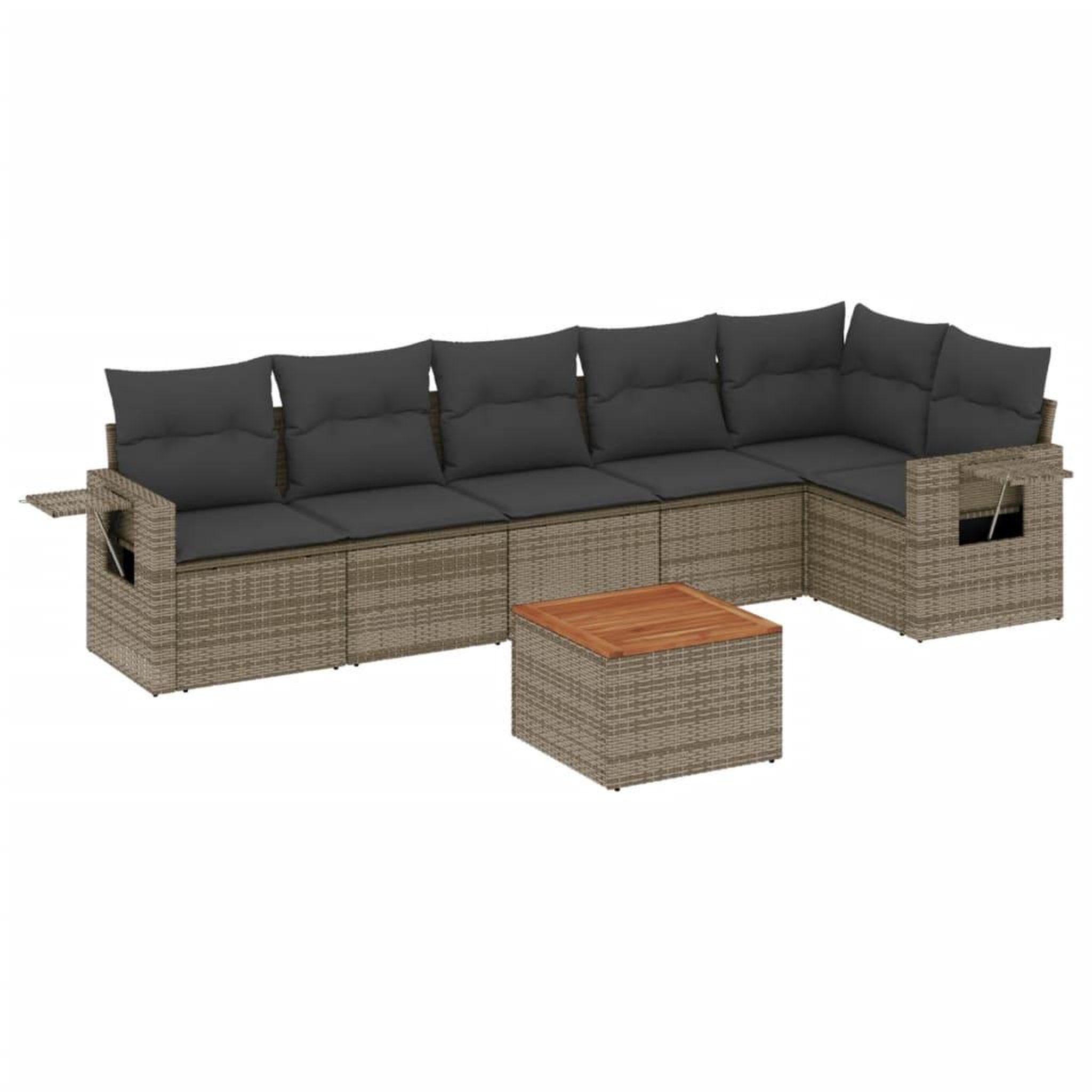 Voir la diapositive 2 : VIDAXL Salon de jardin avec coussins 7 pcs gris resine tressee