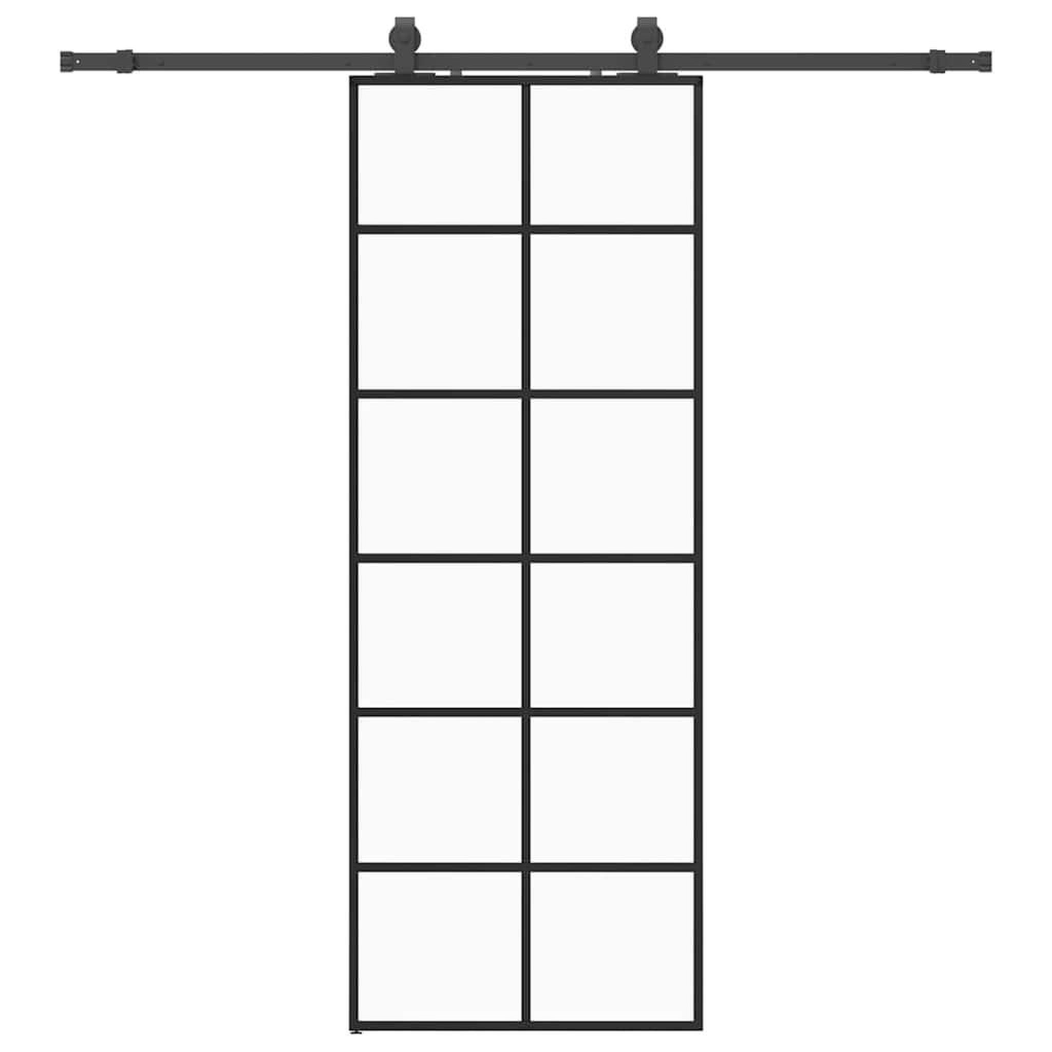 Voir la diapositive 2 : VIDAXL Porte coulissante kit de quincaillerie noir 76x205 cm verre ESG