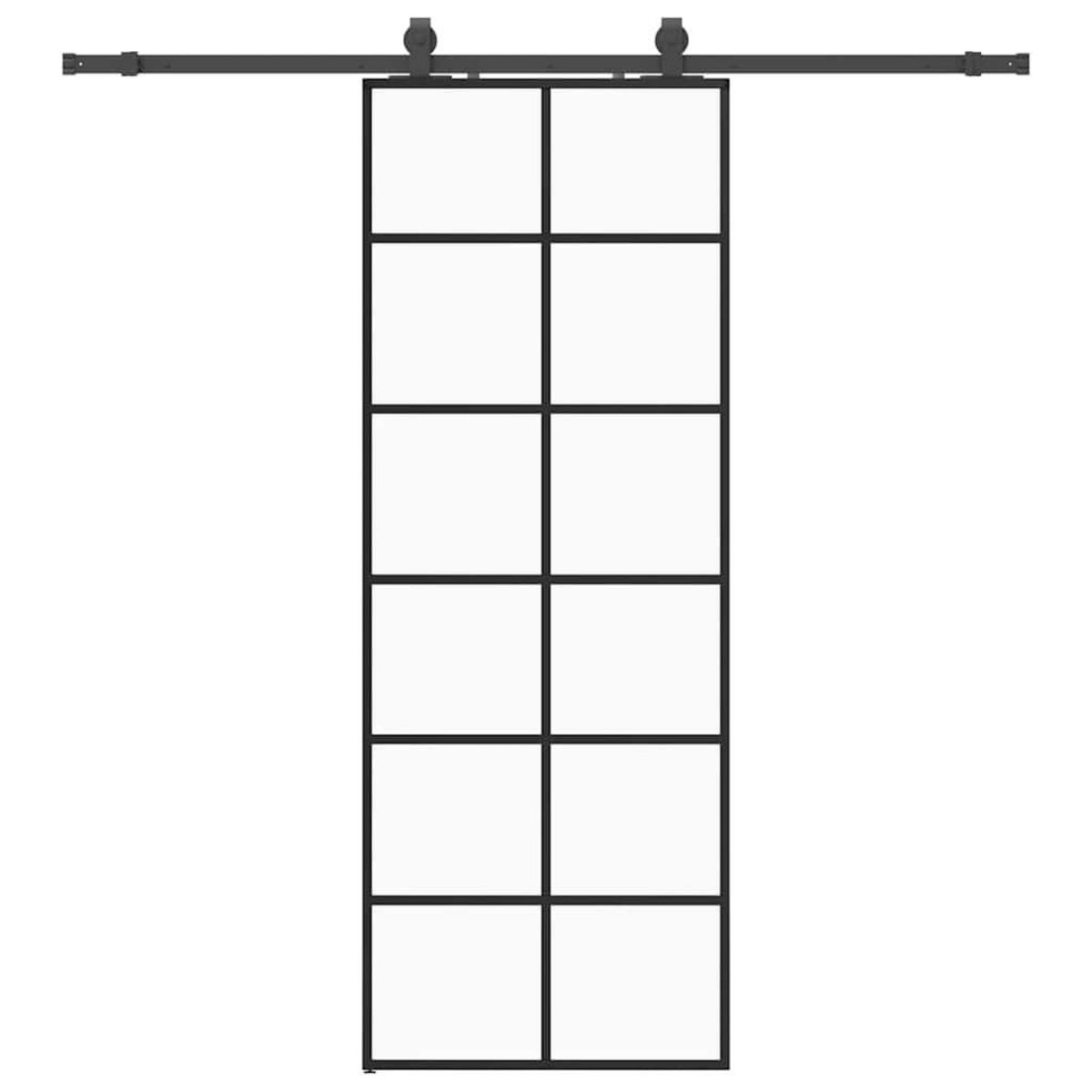 VIDAXL Porte coulissante kit de quincaillerie noir 76x205 cm verre ESG