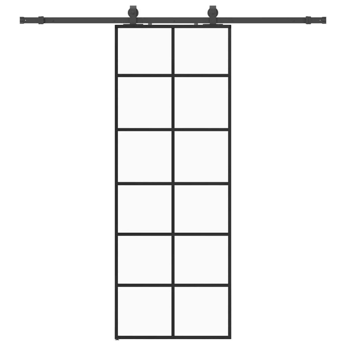VIDAXL Porte coulissante kit de quincaillerie noir 76x205 cm verre ESG