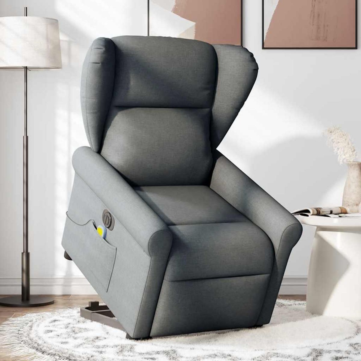VIDAXL Fauteuil inclinable de massage electrique Gris fonce Tissu