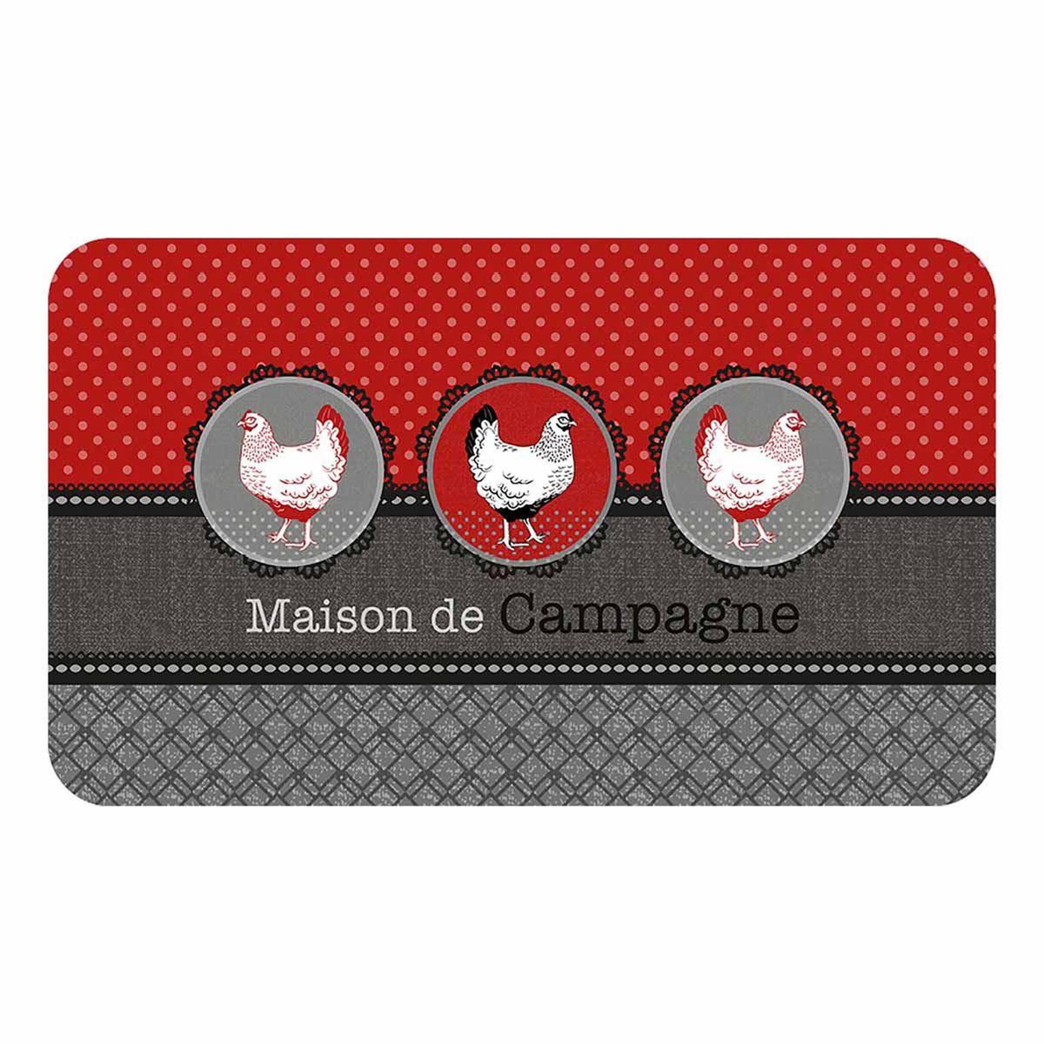 Douceur d'Intérieur Tapis de cuisine imprimé  auberge  45x75cm rouge