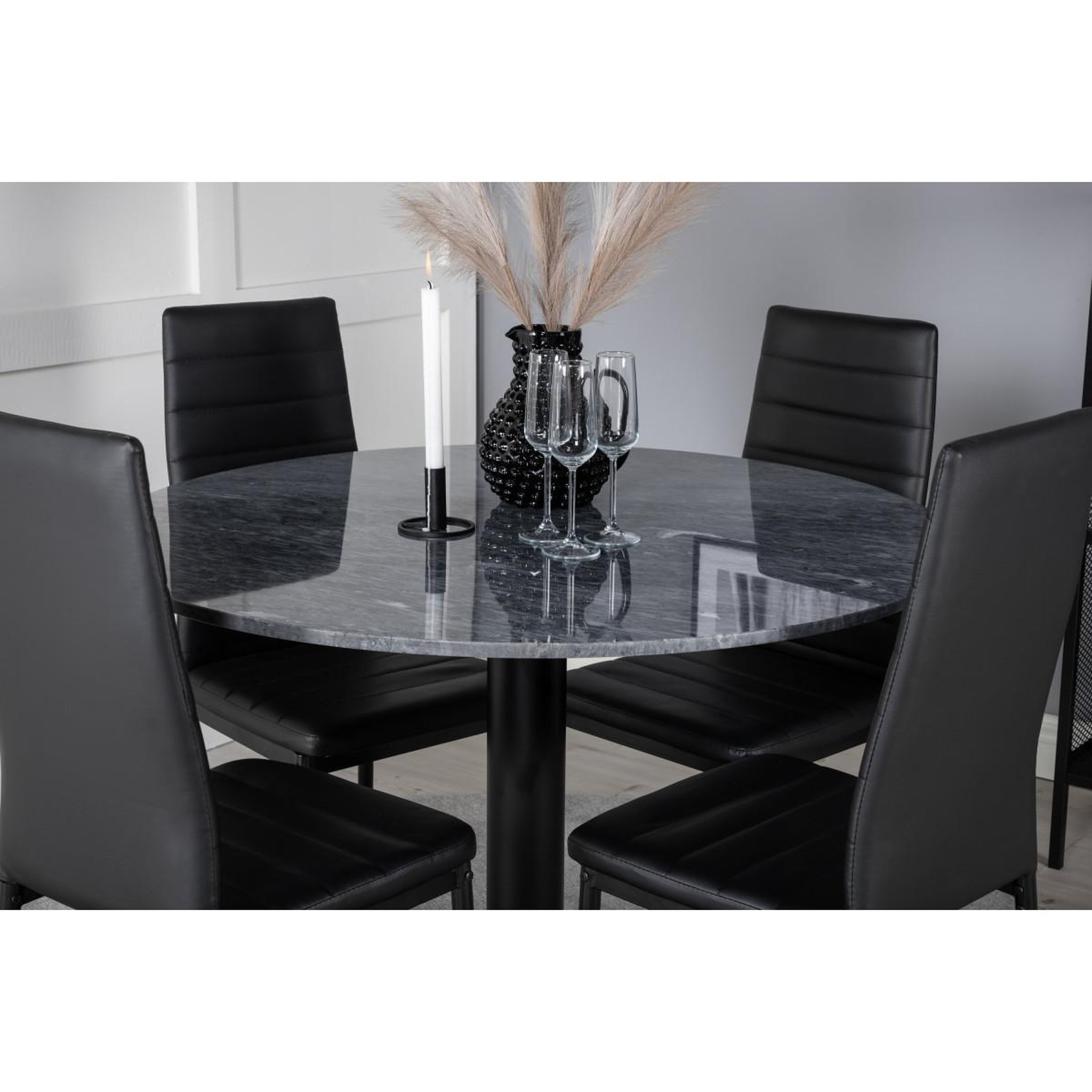 Voir la diapositive 6 : Paris Prix Ensemble table à manger & 4 chaises  estelle & slim  106cm gris foncé & noir