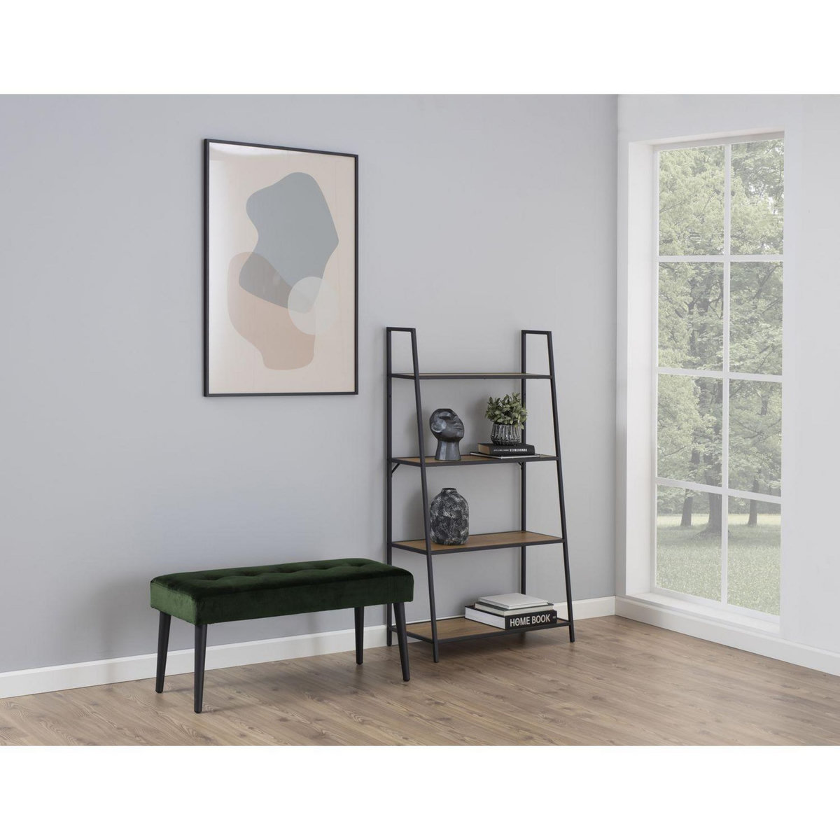 TOILINUX Banc 2 places Bella en métal et tissus effet velours