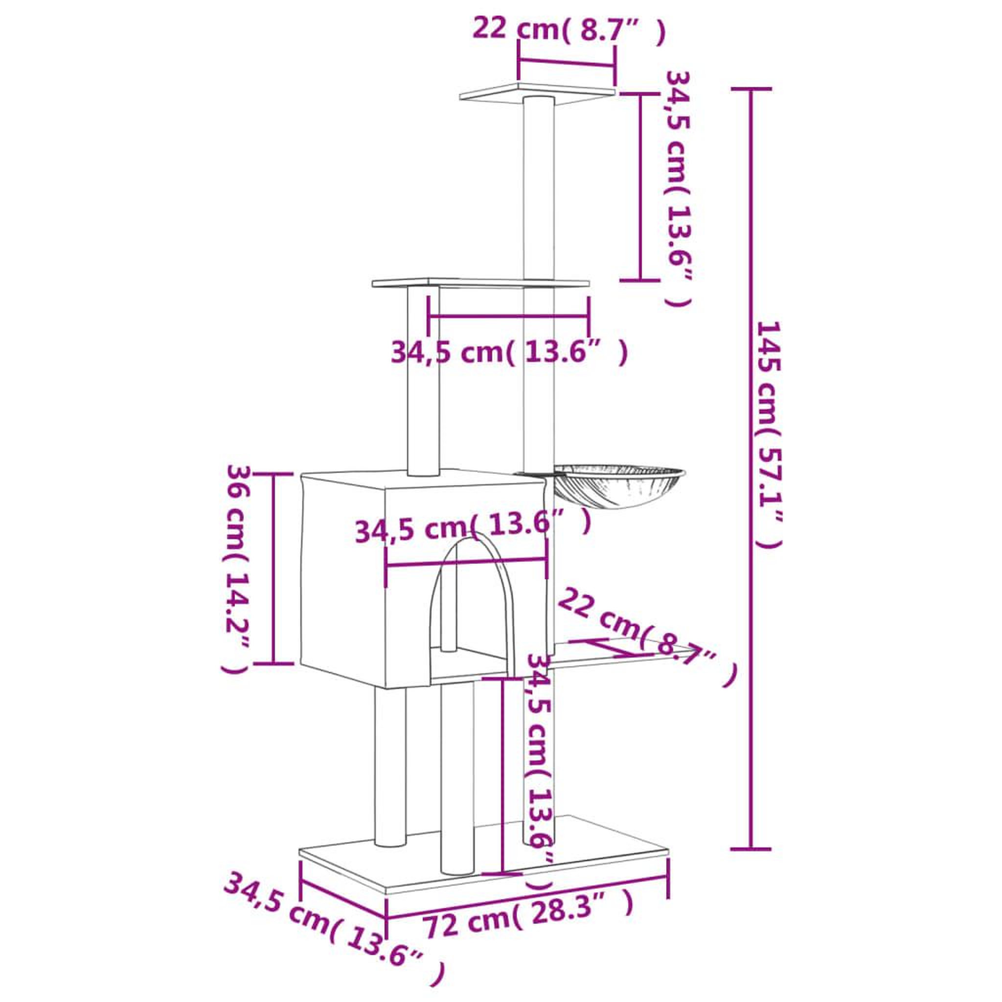 Voir la diapositive 6 : VIDAXL Arbre a chat avec griffoirs en sisal Gris fonce 145 cm